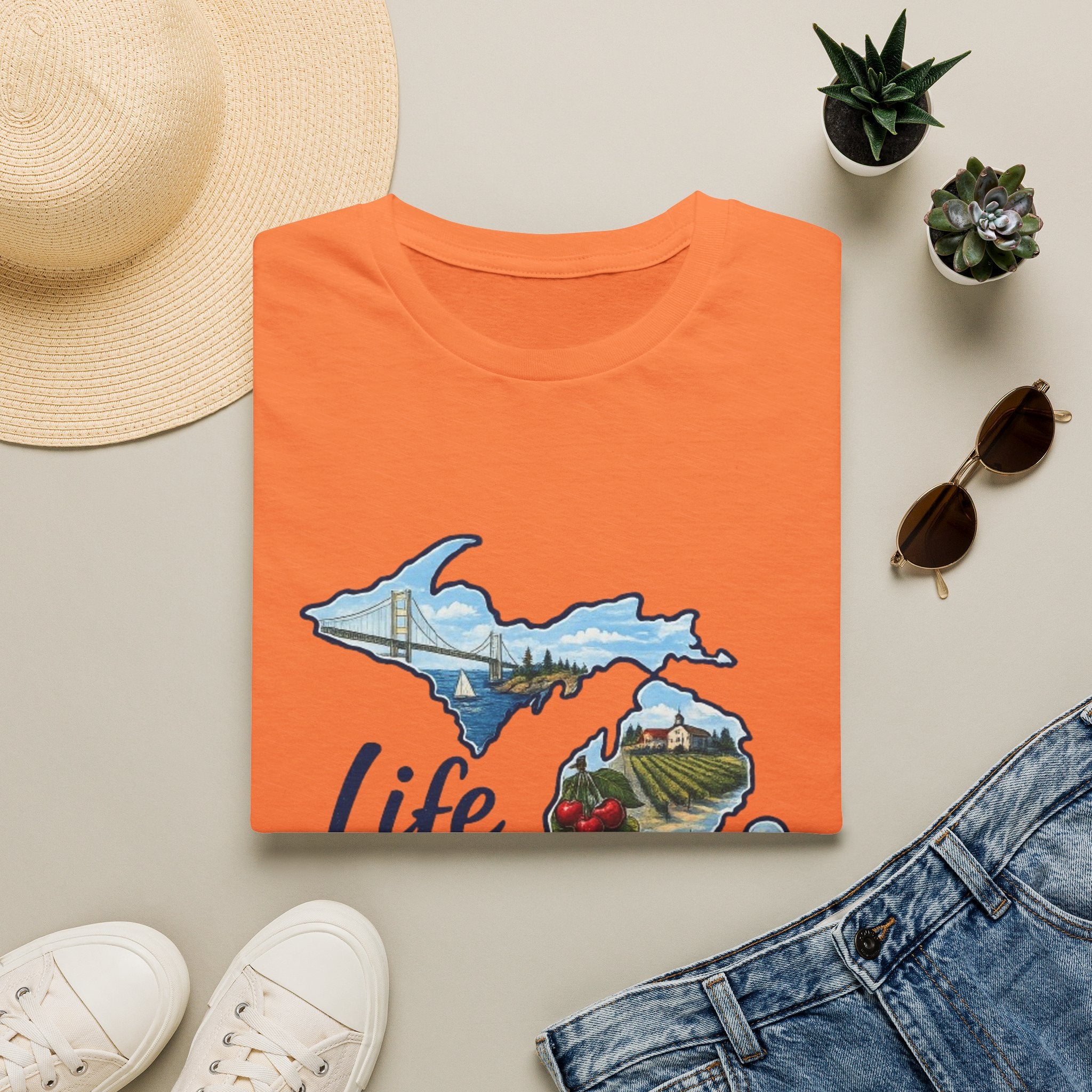 Life in the Mitten Michigan T-Shirt — Scenic State Pride Tee