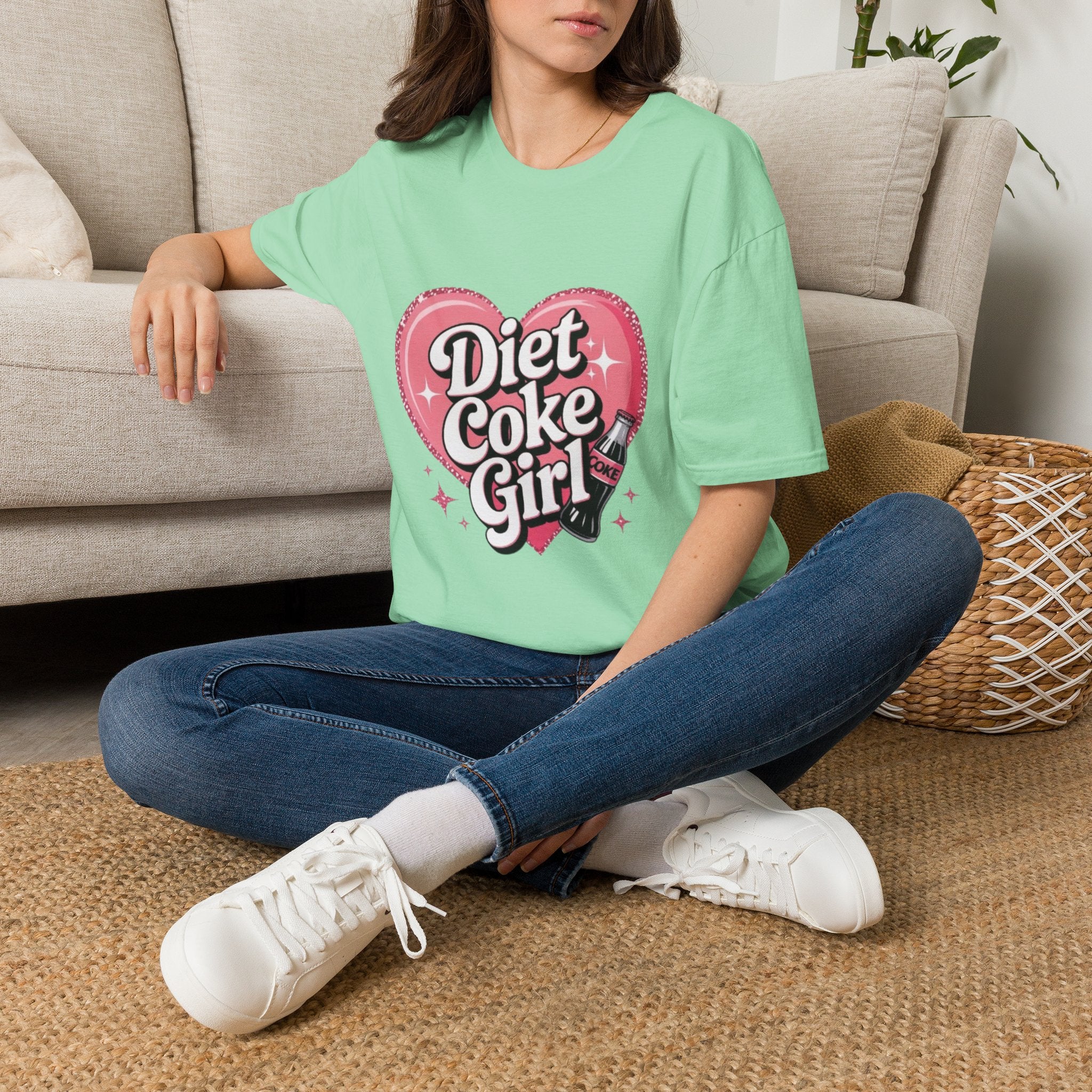 Diet Coke Girl T-Shirt — Retro Pink Heart Logo Tee for Soda Lovers