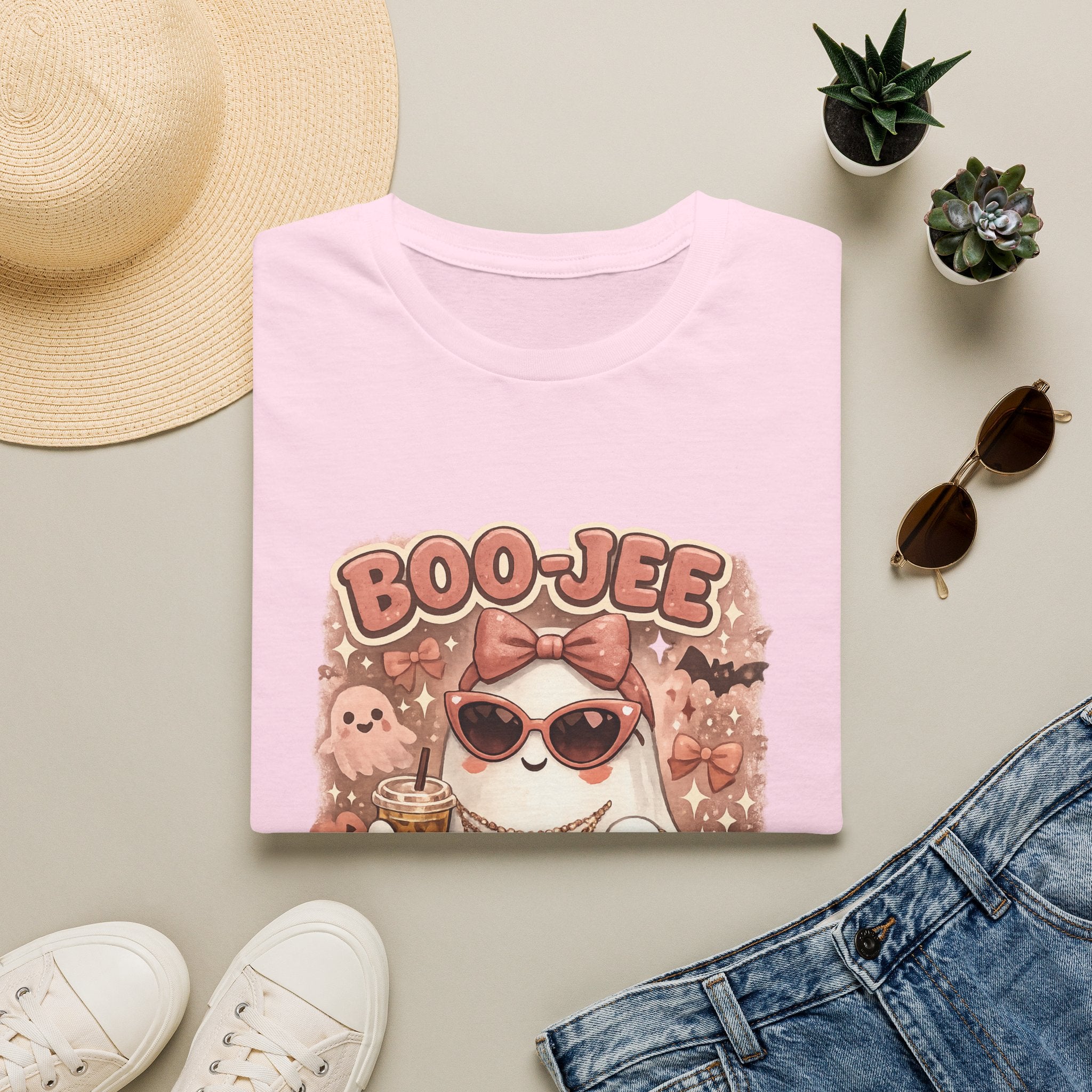 Boo-Jee Cute Ghost Graphic T-Shirt — Retro Halloween Kawaii Tee