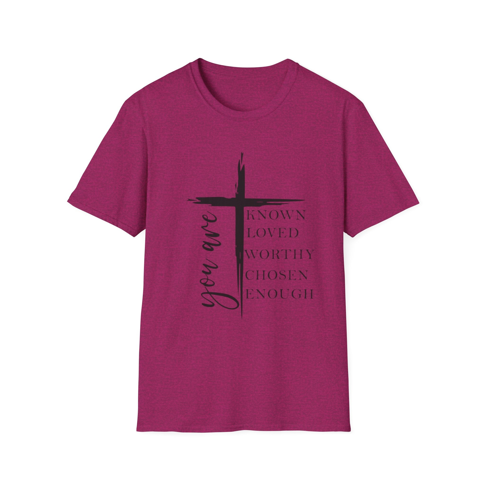 Christian Cross 'You Are' Inspirational T-Shirt — Known, Loved, Worthy, Chosen, Enough