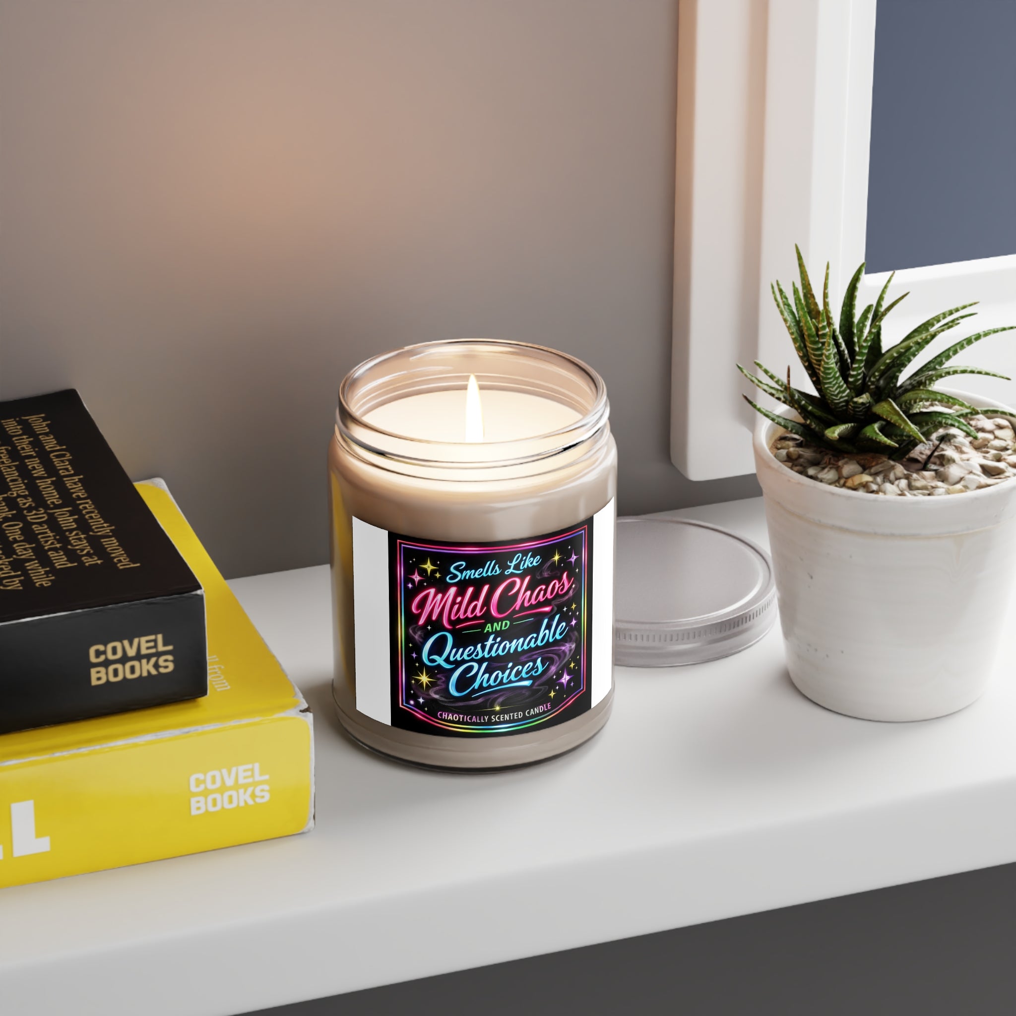 Mild Chaos & Questionable Choices Soy Candle — 9oz Scented Jar with White Lid