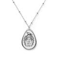 Oval Memorial Necklace — "Part of My Heart Lives in Heaven" Teardrop Pendant