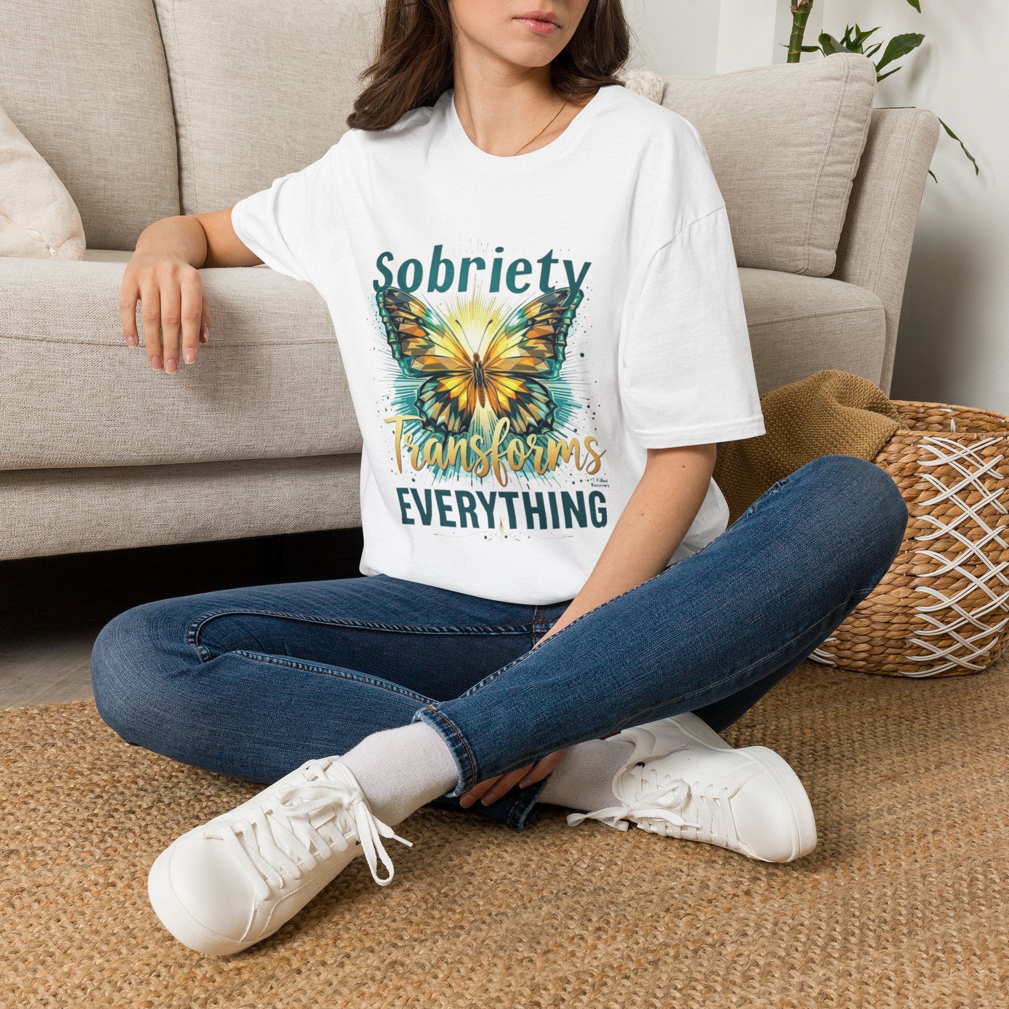 Sobriety Transforms Everything T-Shirt — Butterfly Recovery Tee