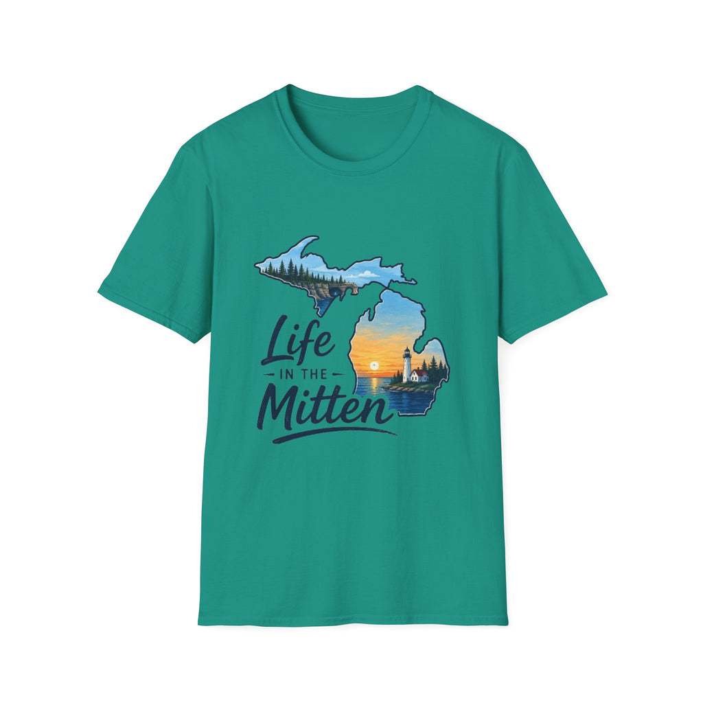 Michigan 'Life in the Mitten' T-Shirt — Scenic Upper & Lower Peninsula Sunset Tee