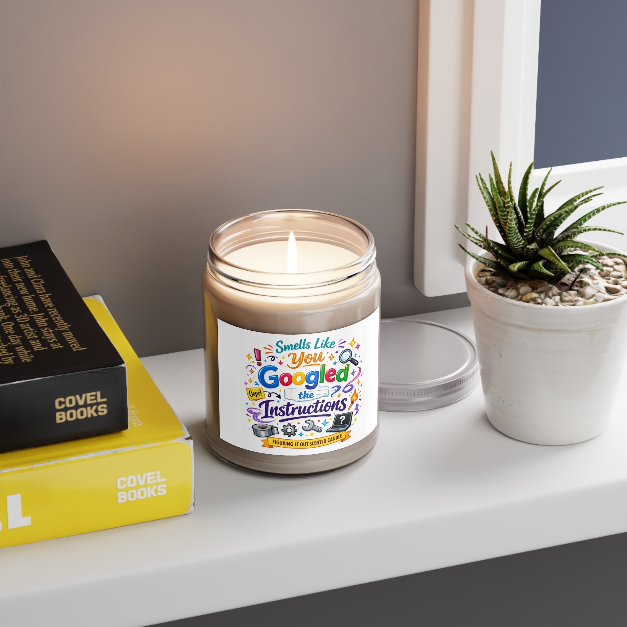 Smells Like You Googled the Instructions Soy Candle — 9oz Scented Jar (White Lid)