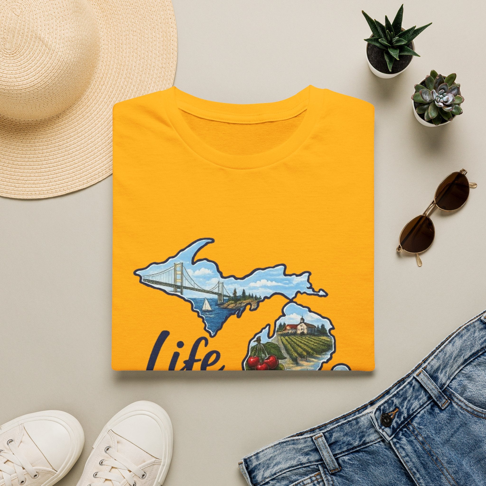 Life in the Mitten Michigan T-Shirt — Scenic State Pride Tee