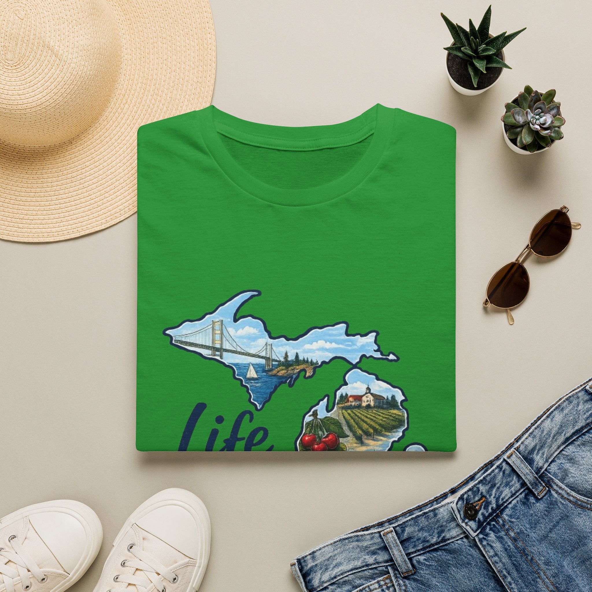 Life in the Mitten Michigan T-Shirt — Scenic State Pride Tee