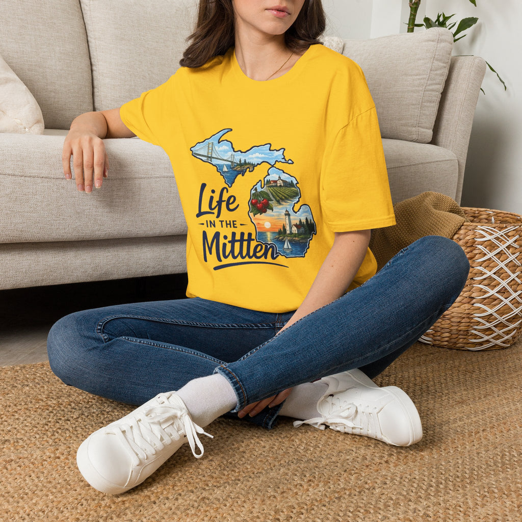Life in the Mitten Michigan T-Shirt — Scenic State Pride Tee