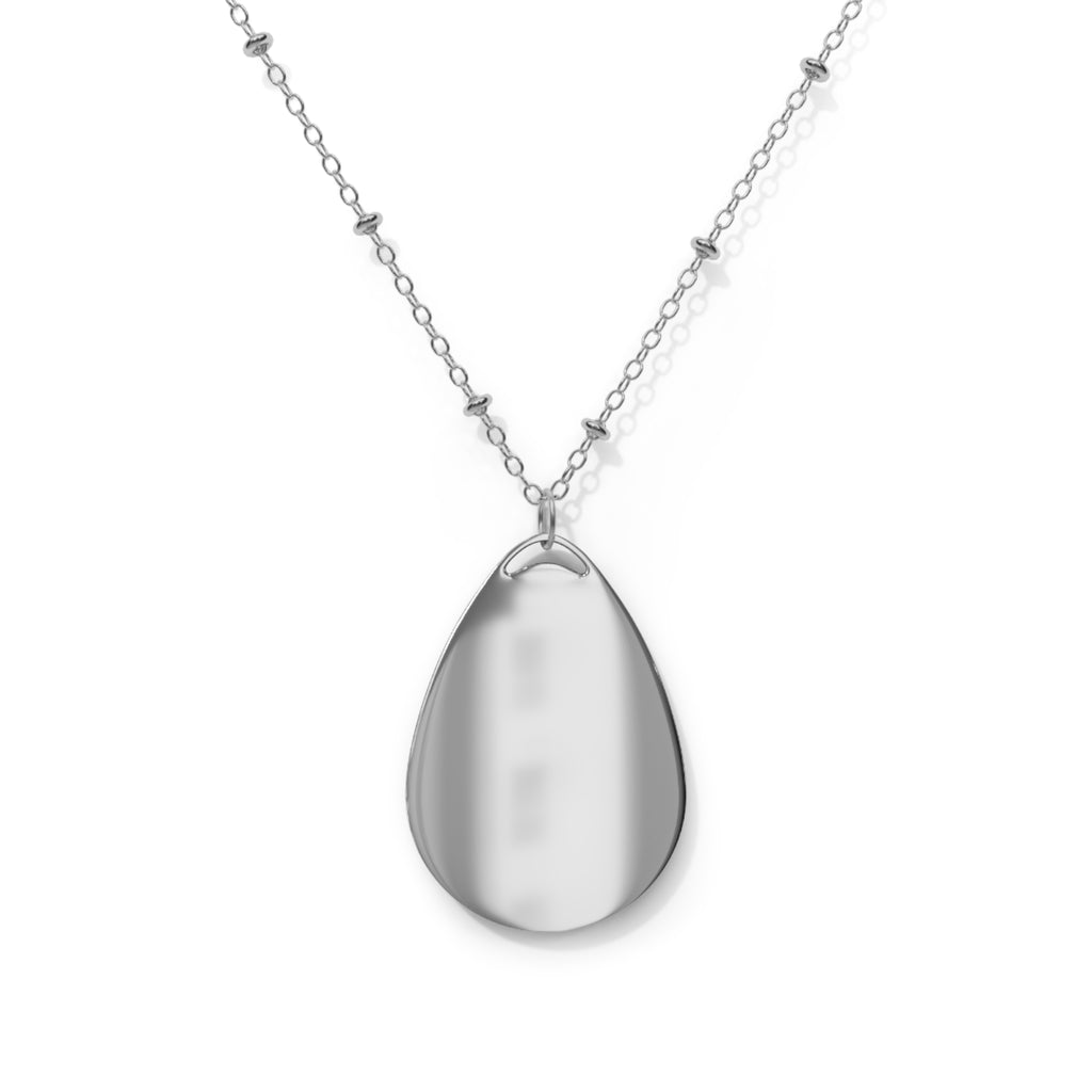 Oval Memorial Necklace — "Part of My Heart Lives in Heaven" Teardrop Pendant
