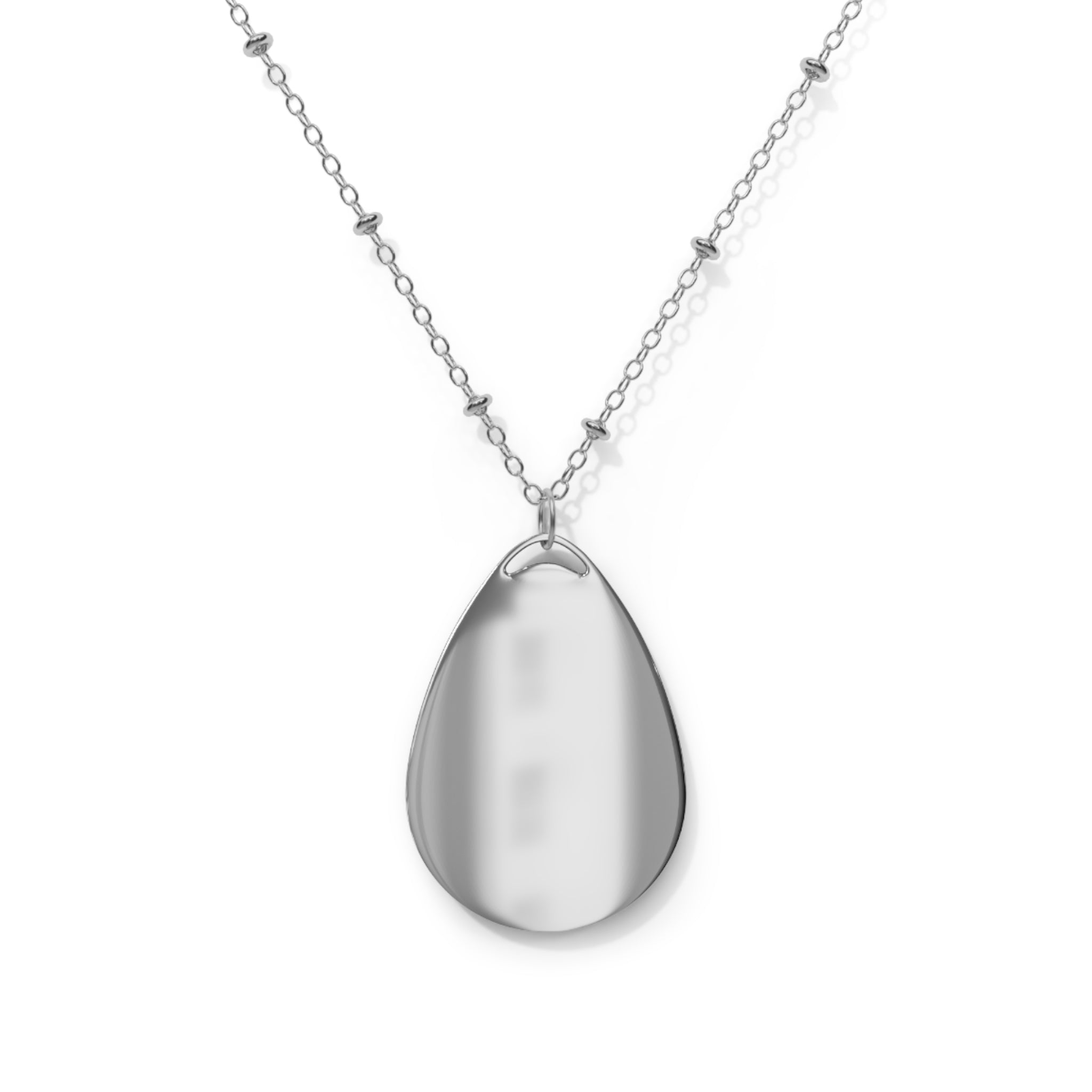 Oval Memorial Necklace — "Part of My Heart Lives in Heaven" Teardrop Pendant