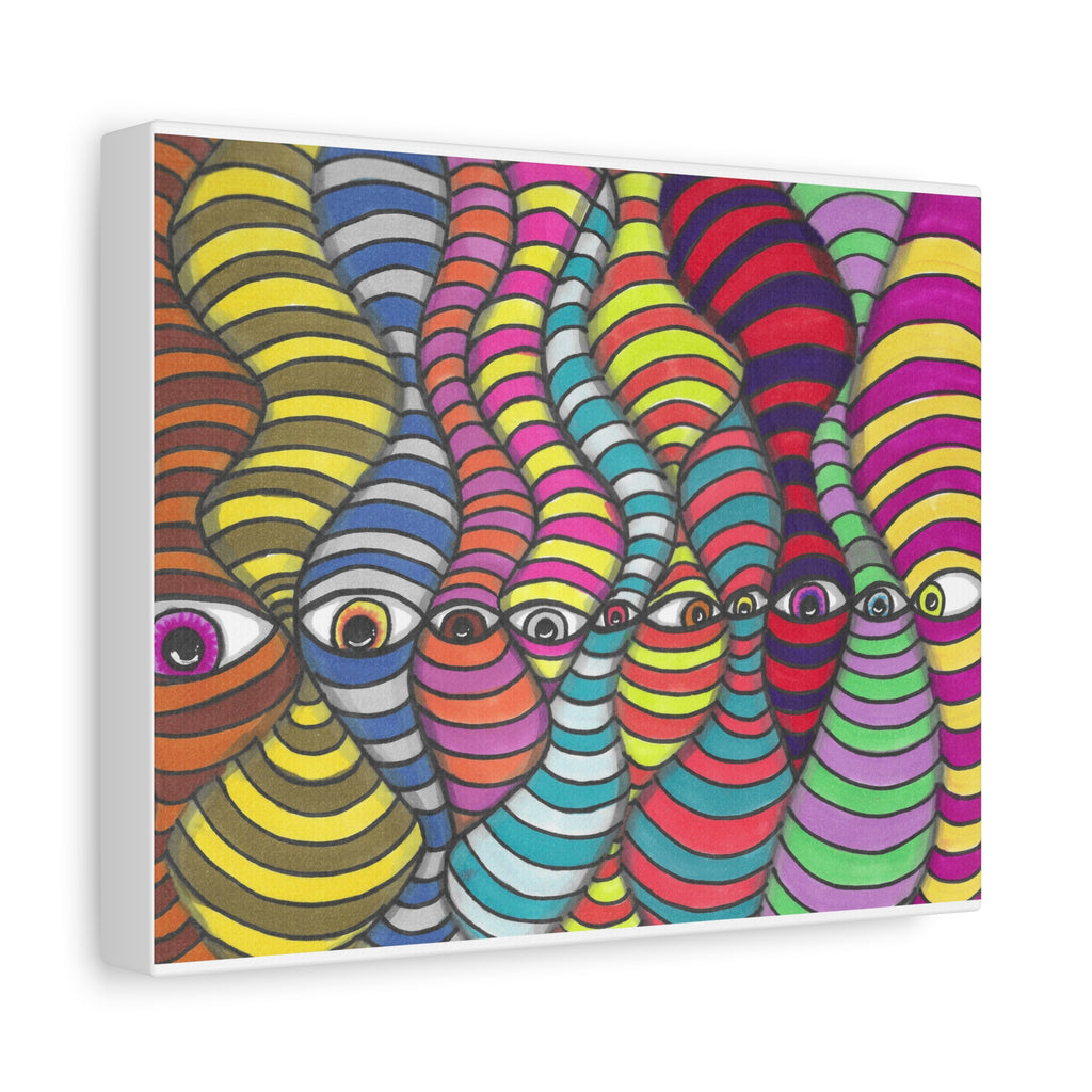 Psychedelic Striped Faces Canvas