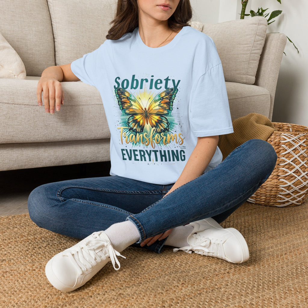 Sobriety Transforms Everything T-Shirt — Butterfly Recovery Tee