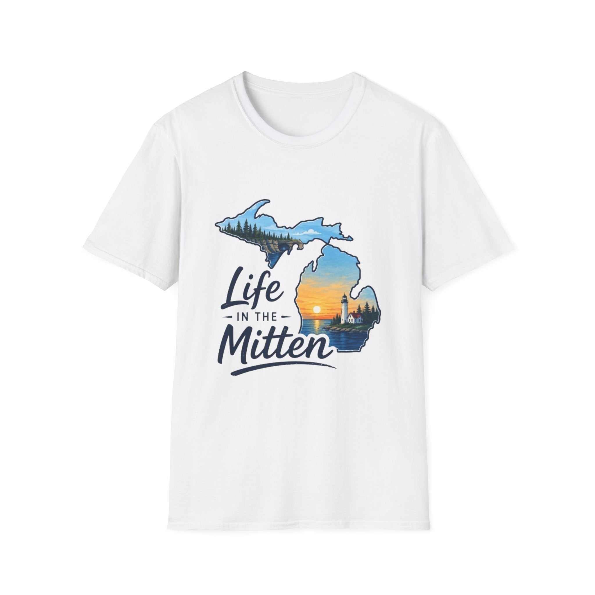 Michigan 'Life in the Mitten' T-Shirt — Scenic Upper & Lower Peninsula Sunset Tee