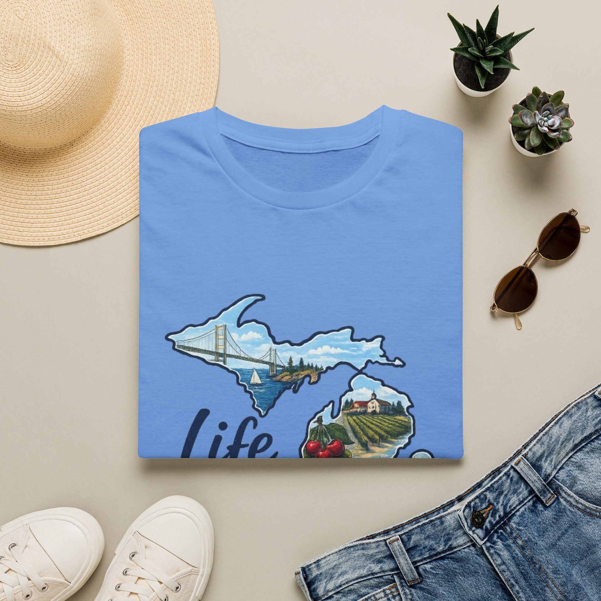Life in the Mitten Michigan T-Shirt — Scenic State Pride Tee
