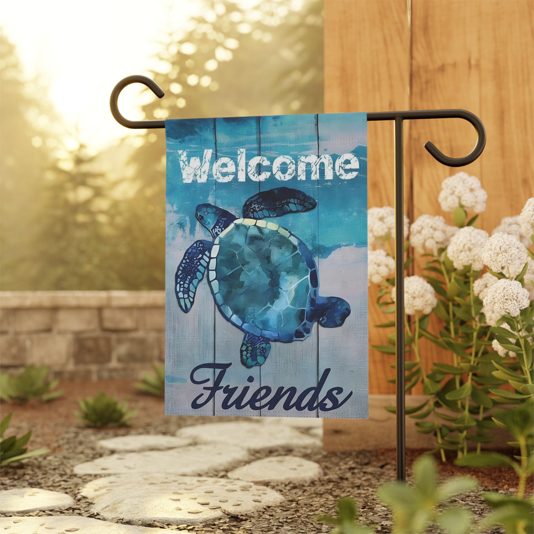 Welcome Friends Sea Turtle Garden Flag