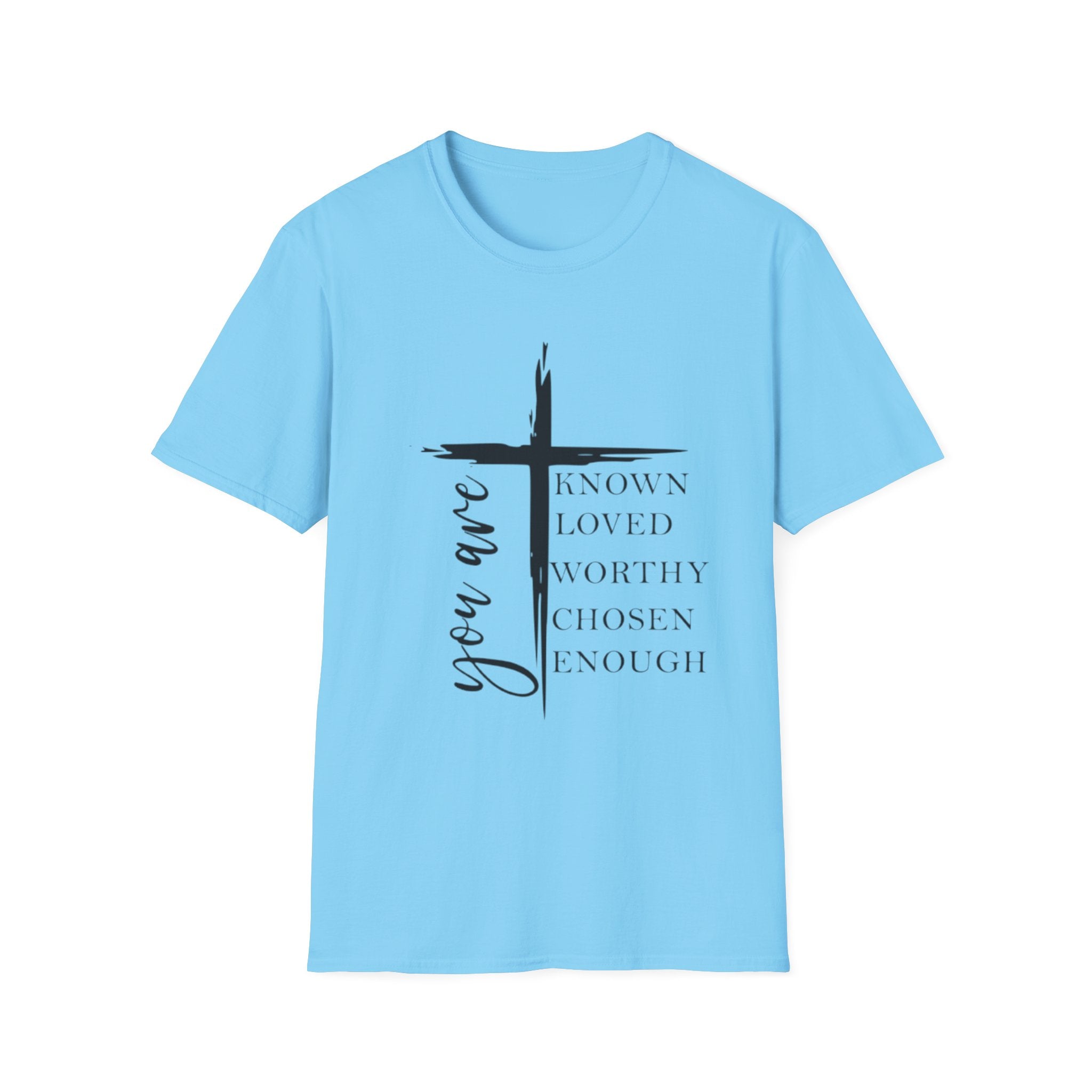 Christian Cross 'You Are' Inspirational T-Shirt — Known, Loved, Worthy, Chosen, Enough