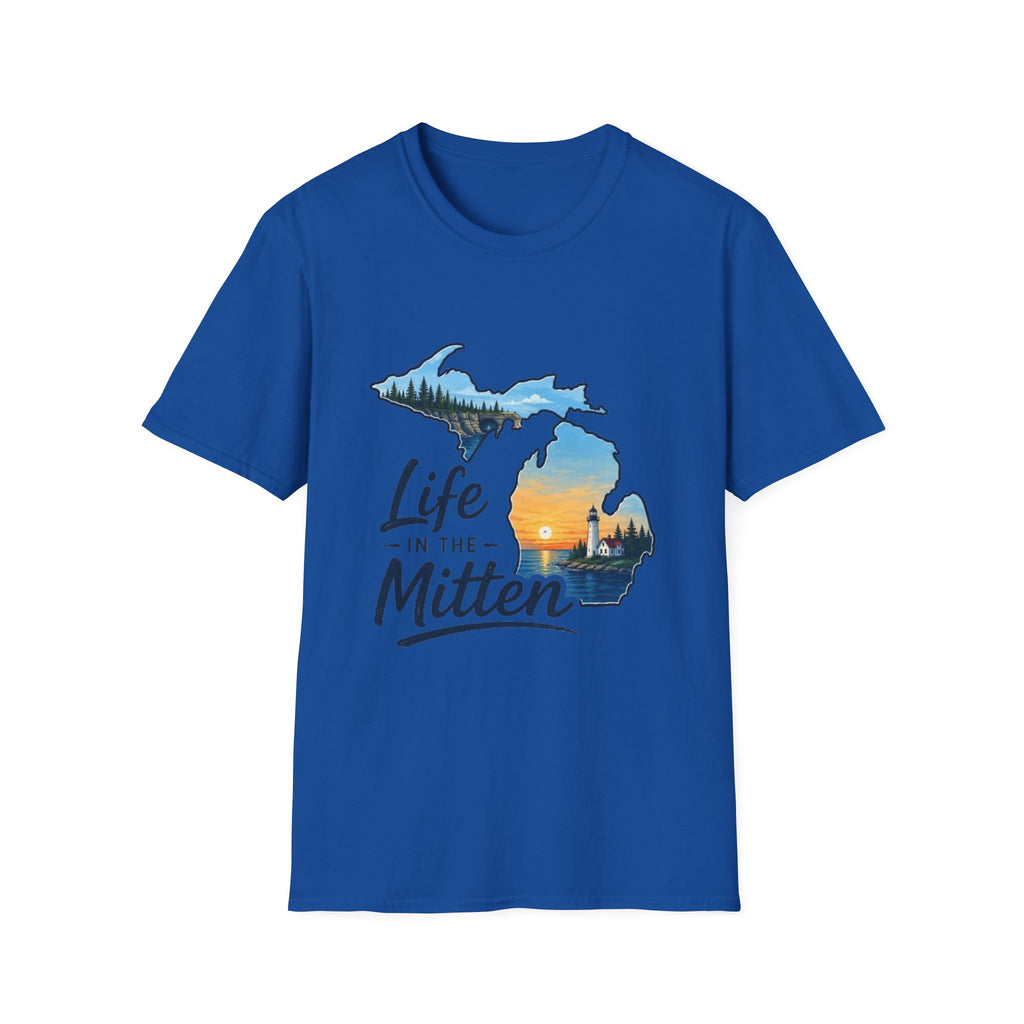 Michigan 'Life in the Mitten' T-Shirt — Scenic Upper & Lower Peninsula Sunset Tee