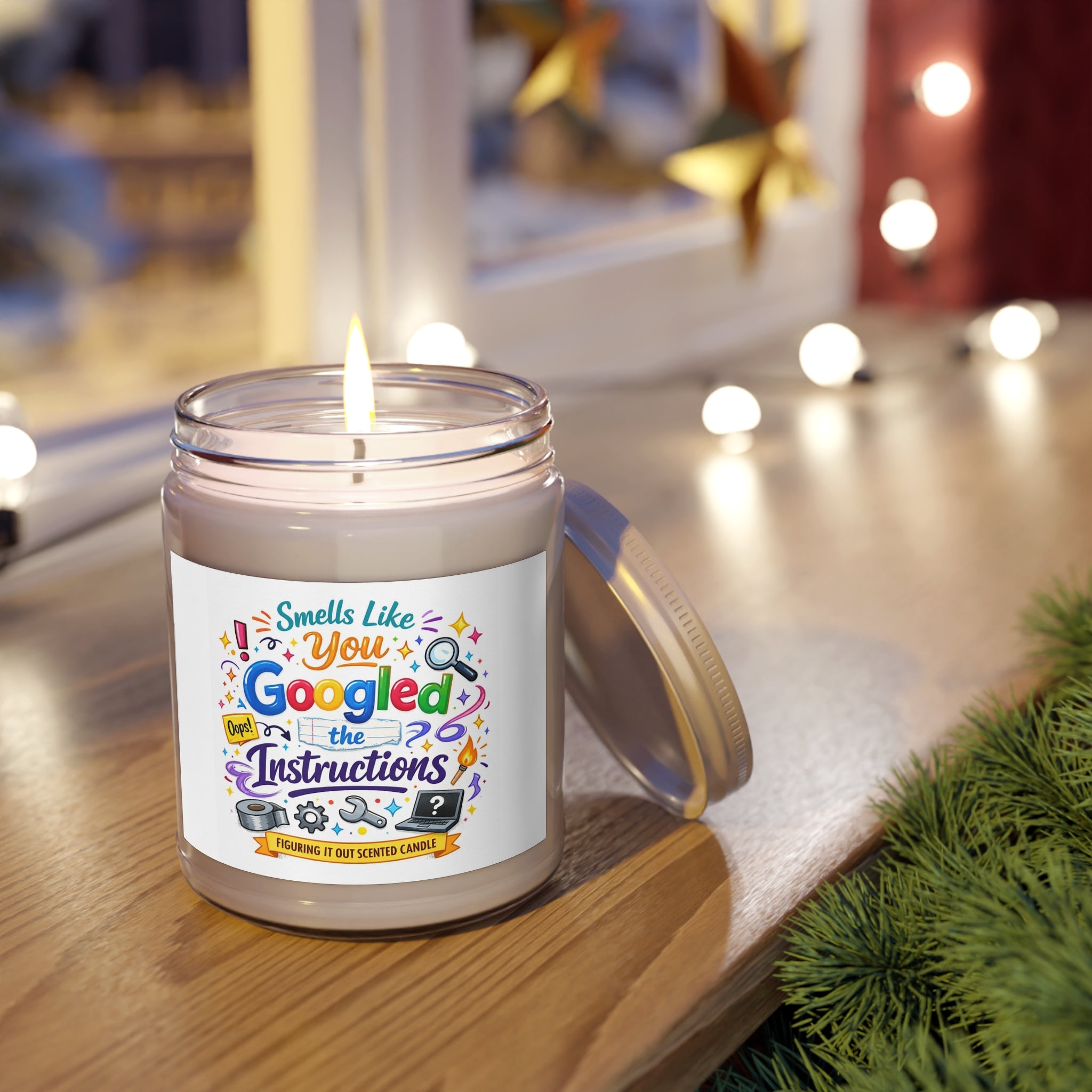 Smells Like You Googled the Instructions Soy Candle — 9oz Scented Jar (White Lid)