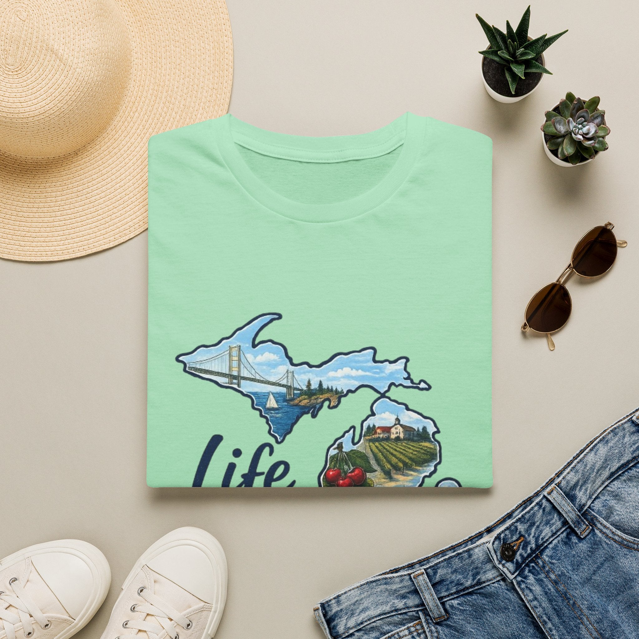 Life in the Mitten Michigan T-Shirt — Scenic State Pride Tee