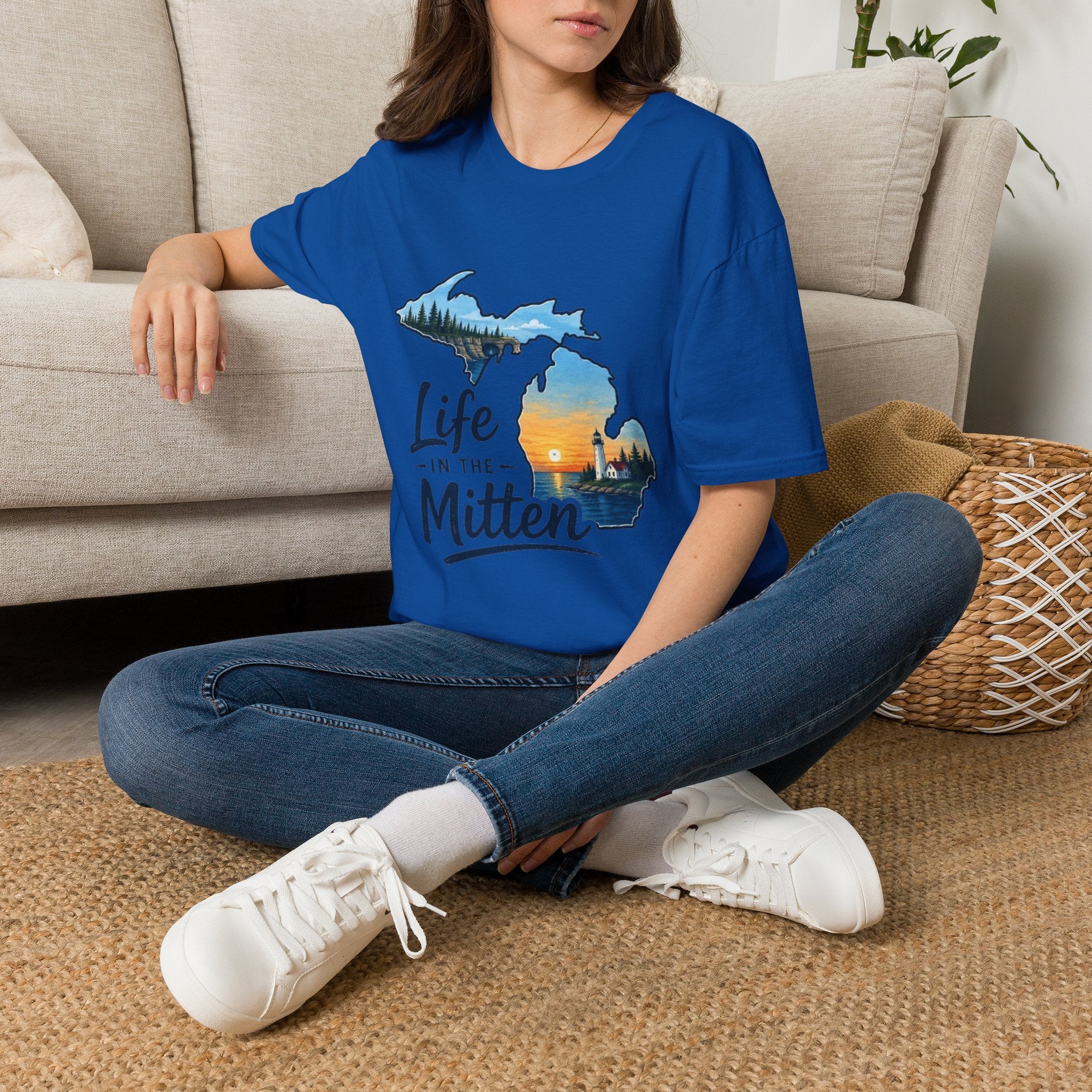 Michigan 'Life in the Mitten' T-Shirt — Scenic Upper & Lower Peninsula Sunset Tee