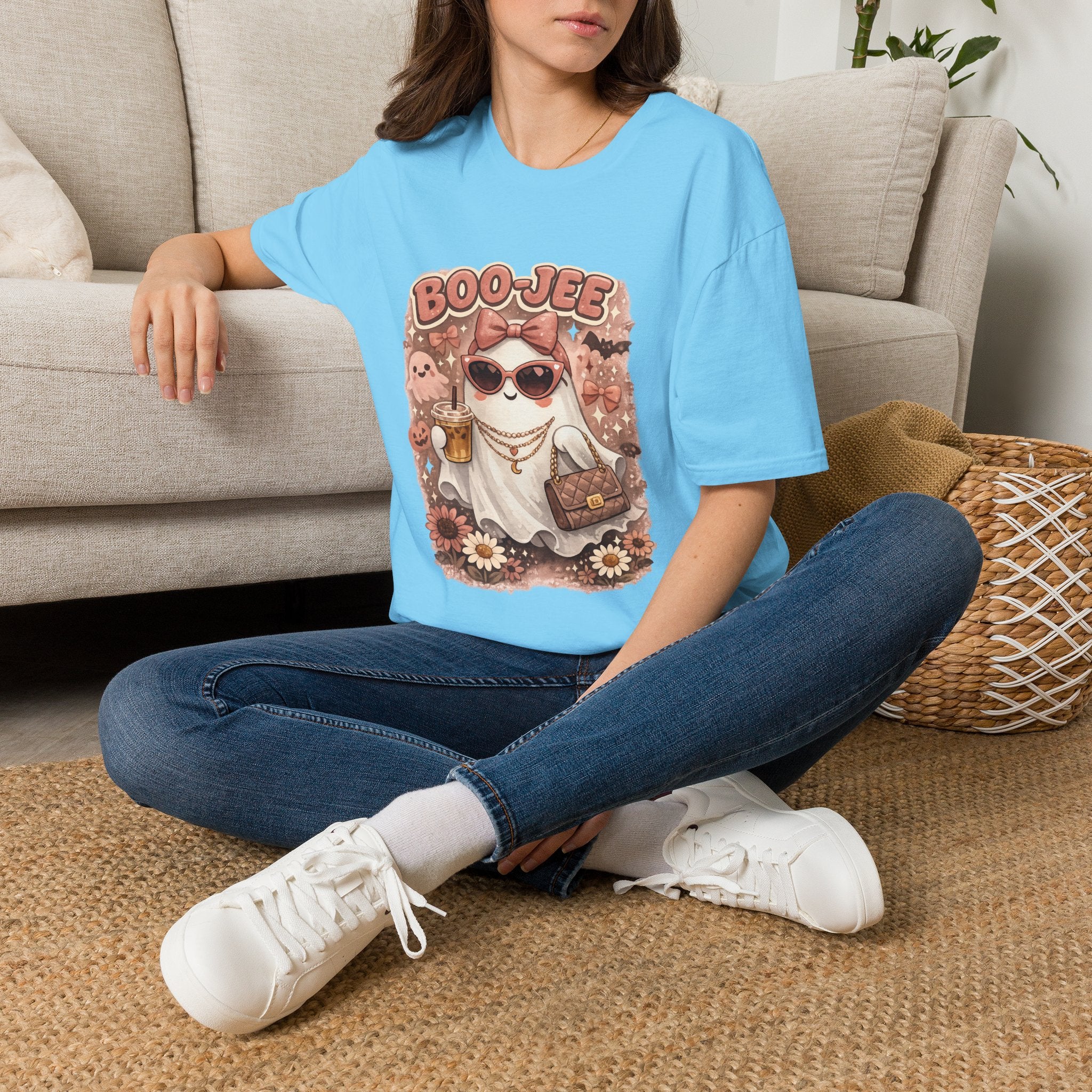 Boo-Jee Cute Ghost Graphic T-Shirt — Retro Halloween Kawaii Tee