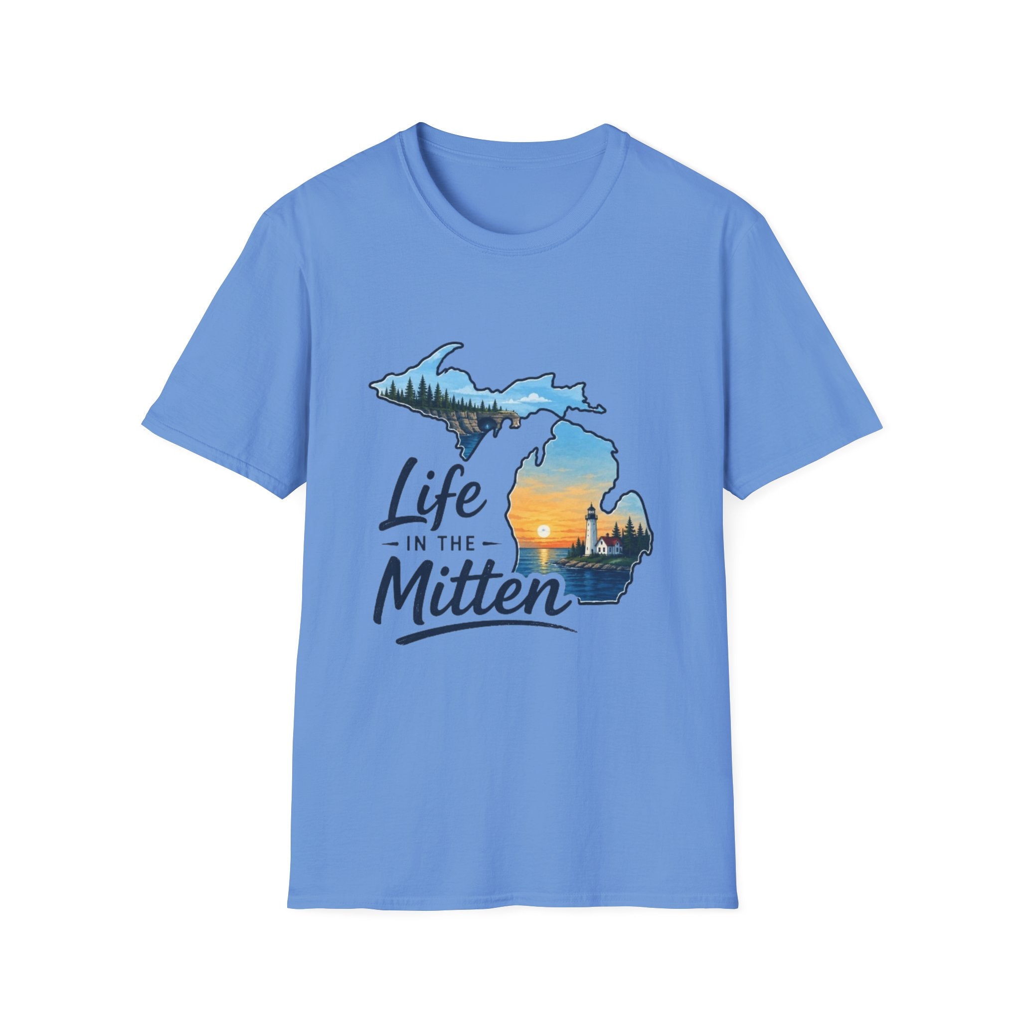 Michigan 'Life in the Mitten' T-Shirt — Scenic Upper & Lower Peninsula Sunset Tee
