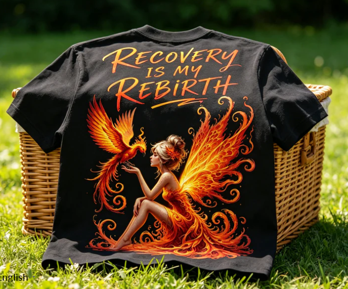 Recovery Is My Rebirth Phoenix T-Shirt — Inspirational Addiction Recovery Tee