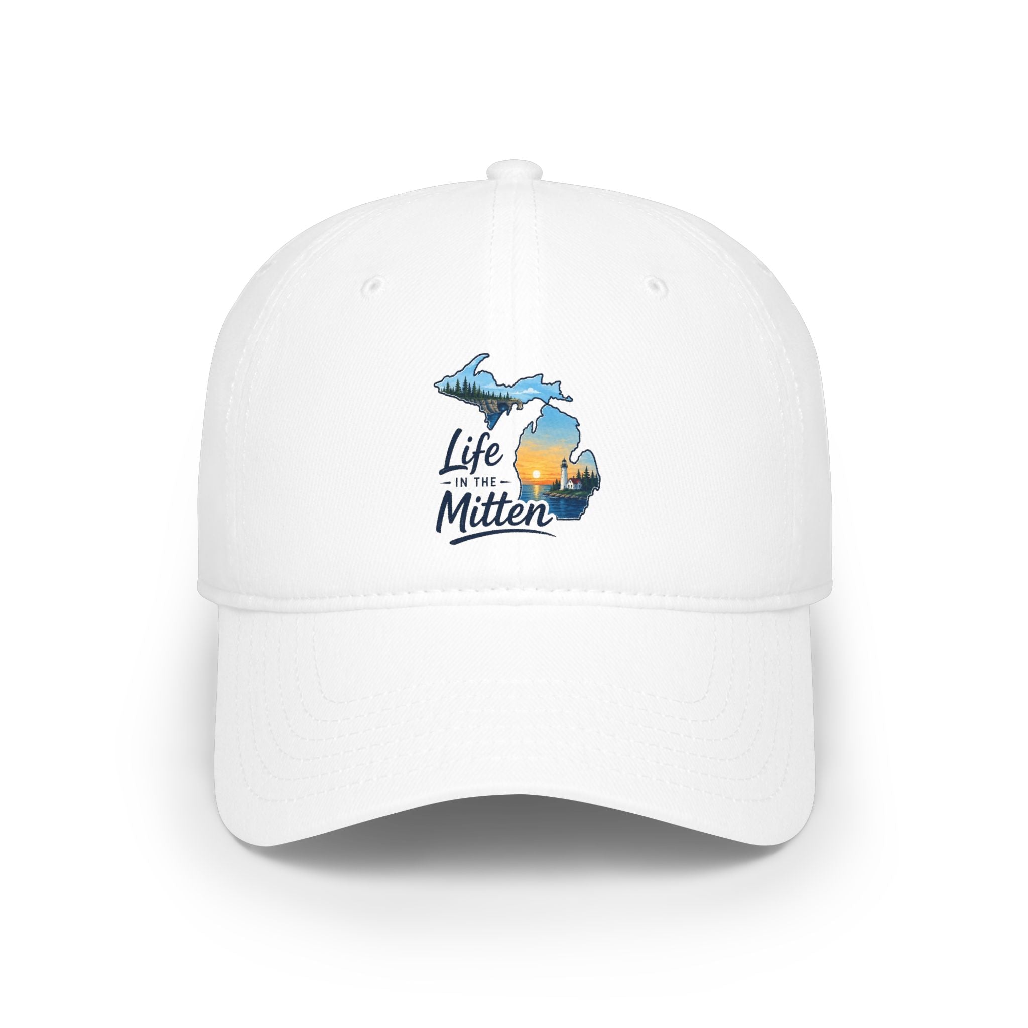Life in the Mitten Cap — Michigan Map Sunset Baseball Hat