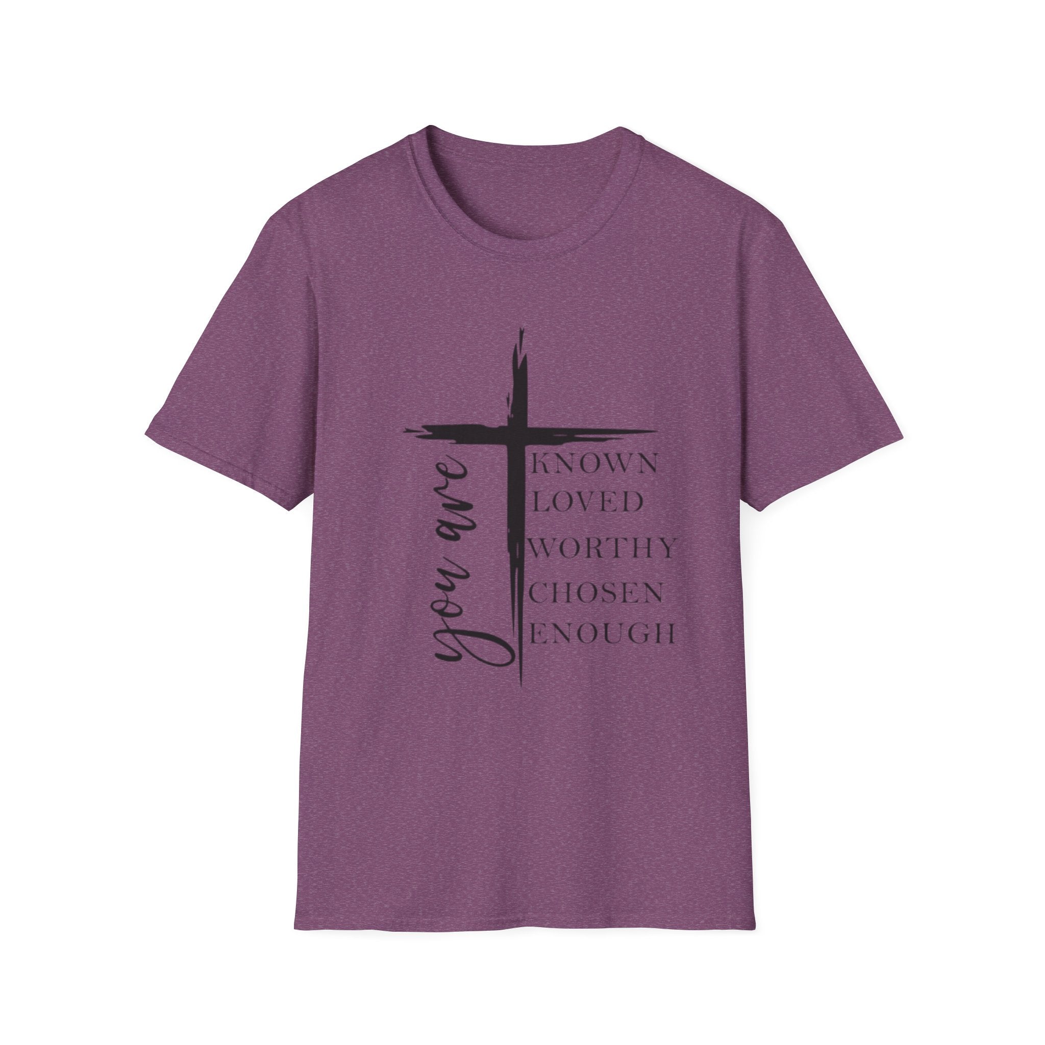 Christian Cross 'You Are' Inspirational T-Shirt — Known, Loved, Worthy, Chosen, Enough