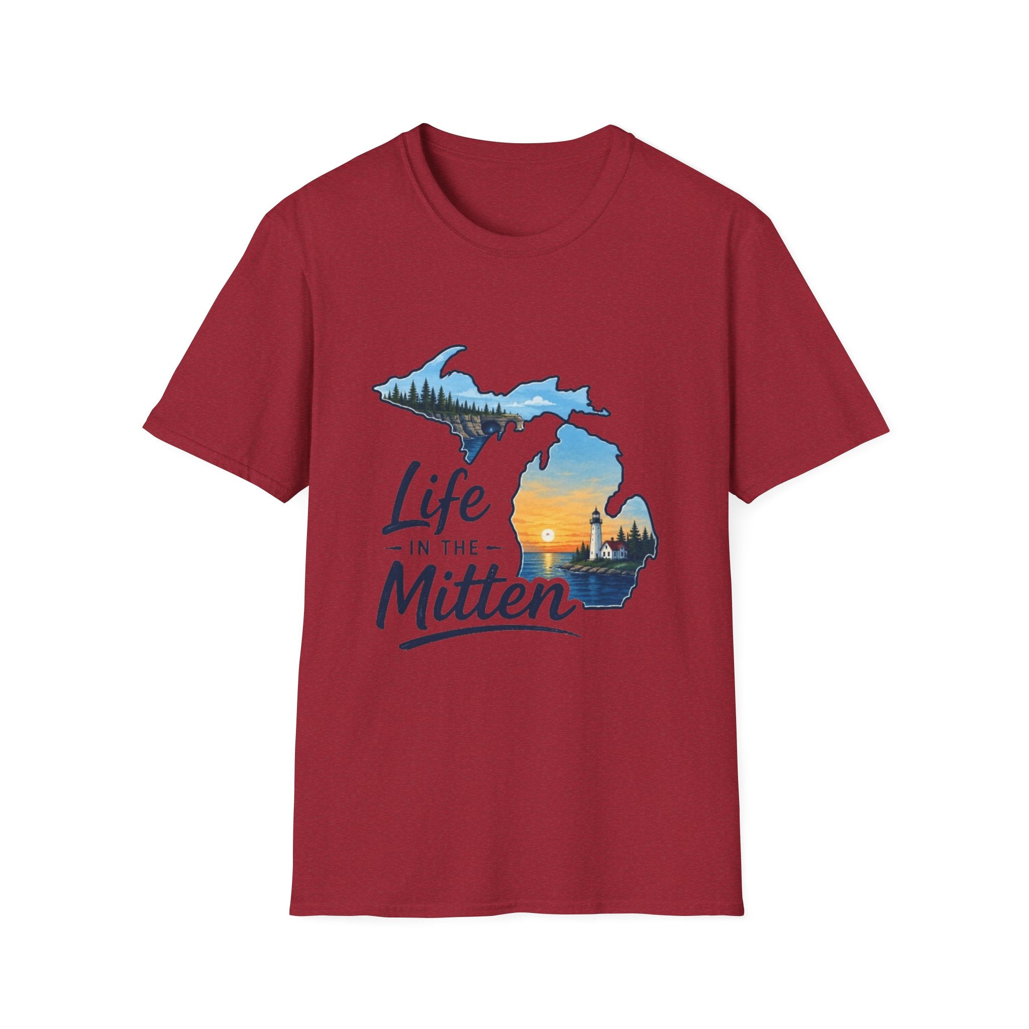 Michigan 'Life in the Mitten' T-Shirt — Scenic Upper & Lower Peninsula Sunset Tee
