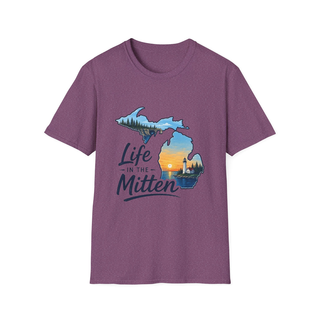 Michigan 'Life in the Mitten' T-Shirt — Scenic Upper & Lower Peninsula Sunset Tee