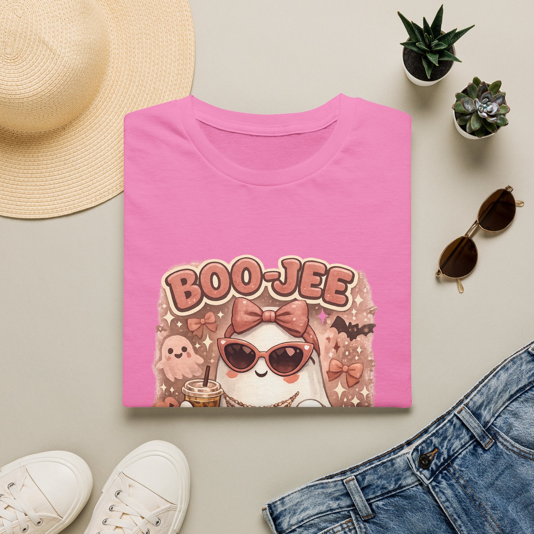 Boo-Jee Cute Ghost Graphic T-Shirt — Retro Halloween Kawaii Tee