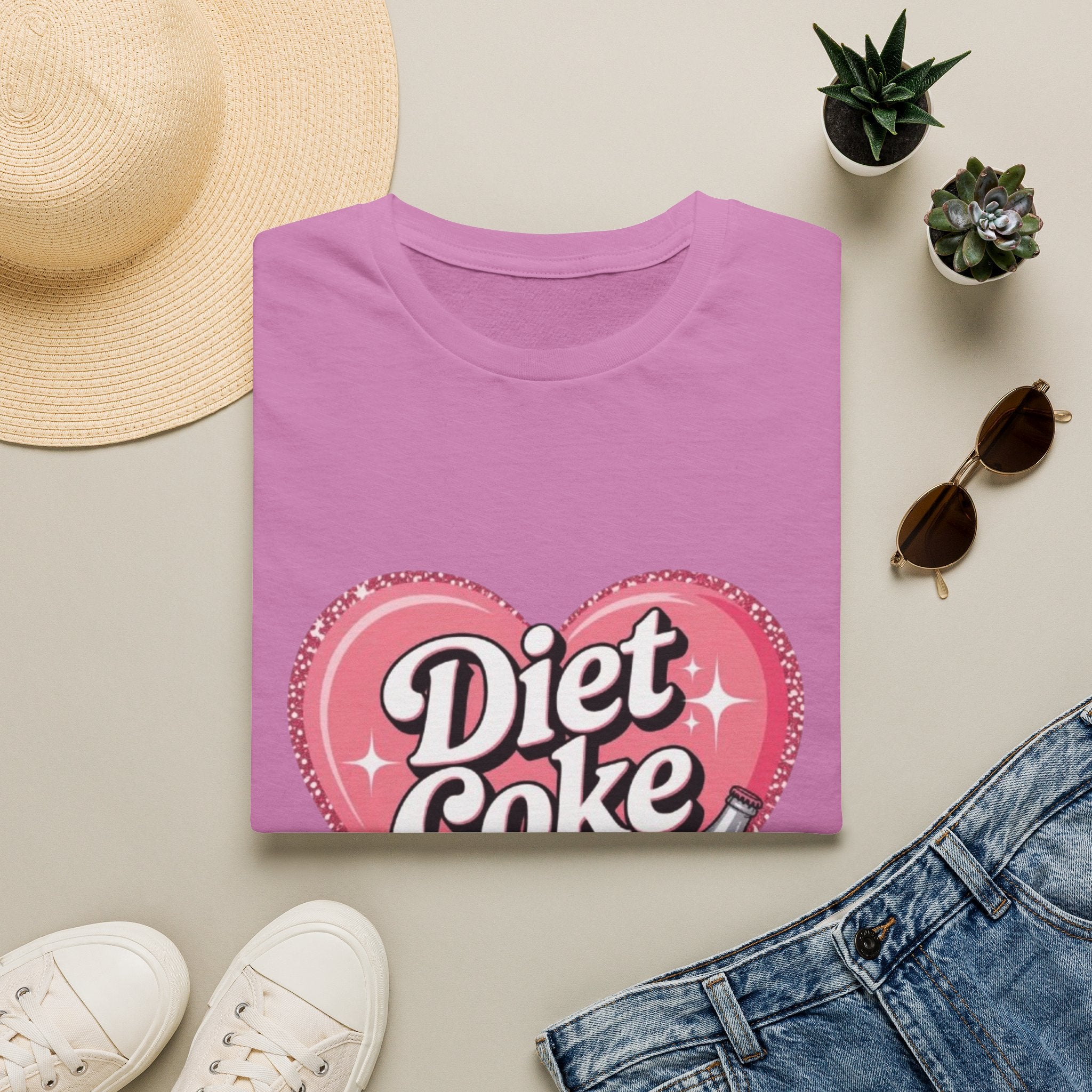 Diet Coke Girl T-Shirt — Retro Pink Heart Logo Tee for Soda Lovers