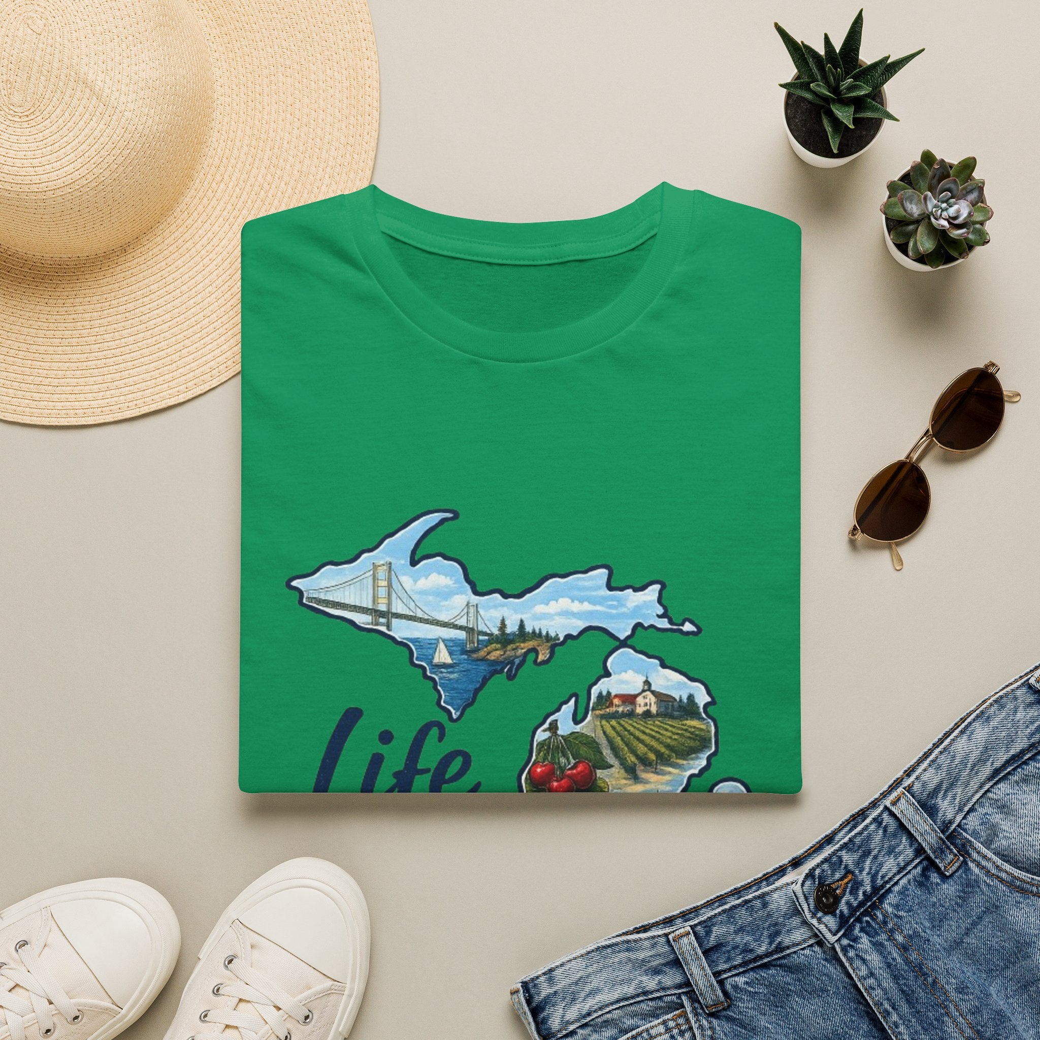 Life in the Mitten Michigan T-Shirt — Scenic State Pride Tee