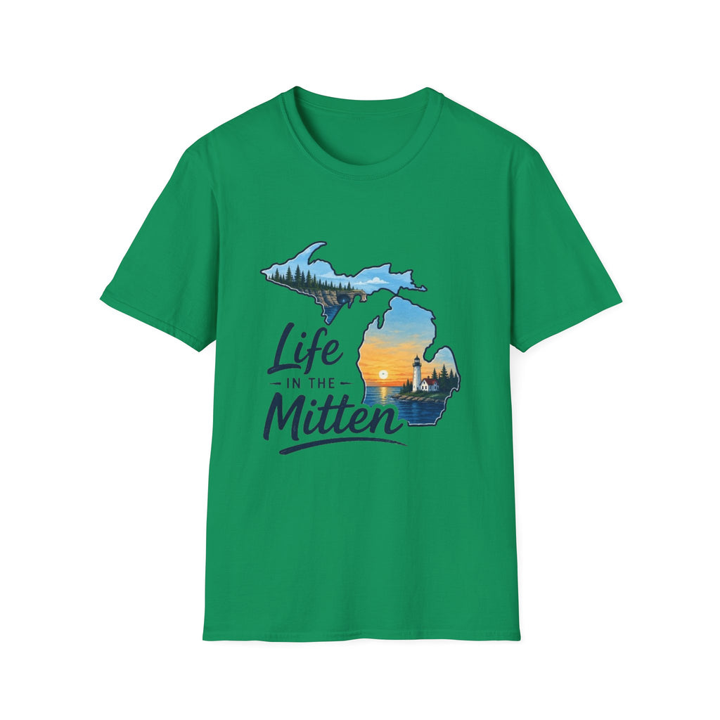 Michigan 'Life in the Mitten' T-Shirt — Scenic Upper & Lower Peninsula Sunset Tee