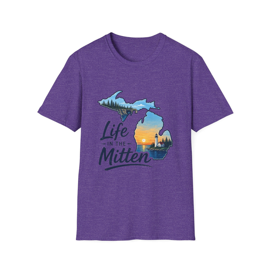 Michigan 'Life in the Mitten' T-Shirt — Scenic Upper & Lower Peninsula Sunset Tee