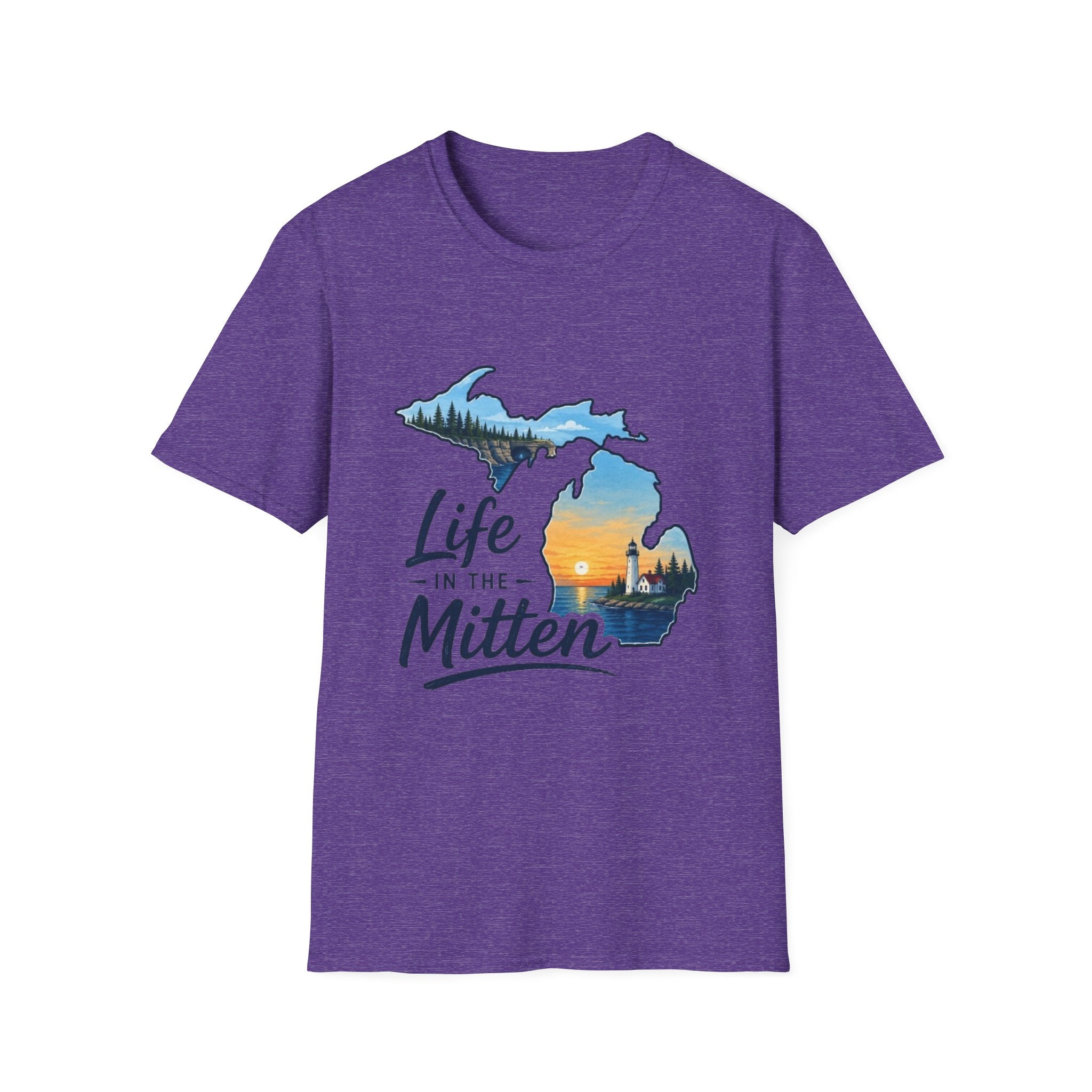 Michigan 'Life in the Mitten' T-Shirt — Scenic Upper & Lower Peninsula Sunset Tee