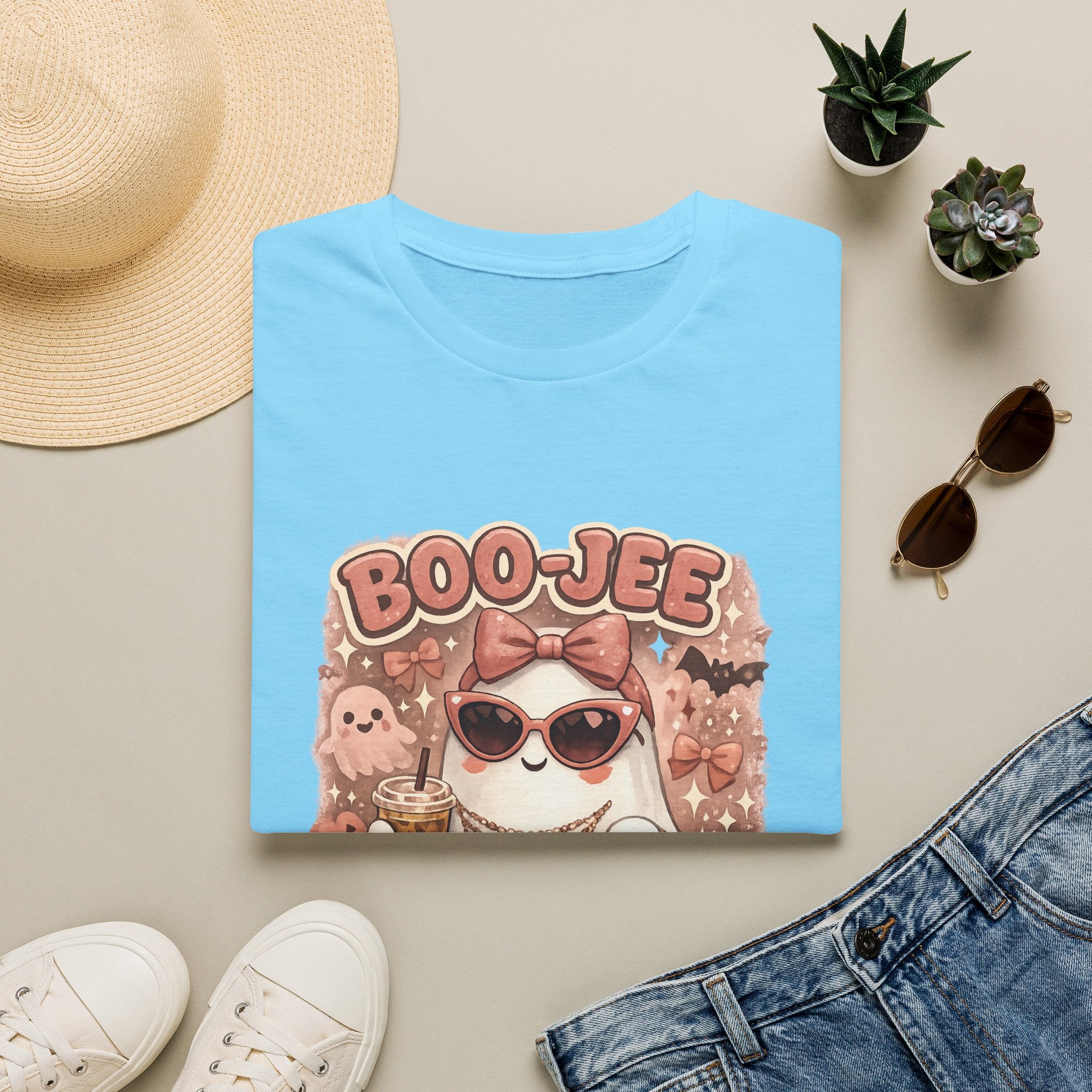 Boo-Jee Cute Ghost Graphic T-Shirt — Retro Halloween Kawaii Tee