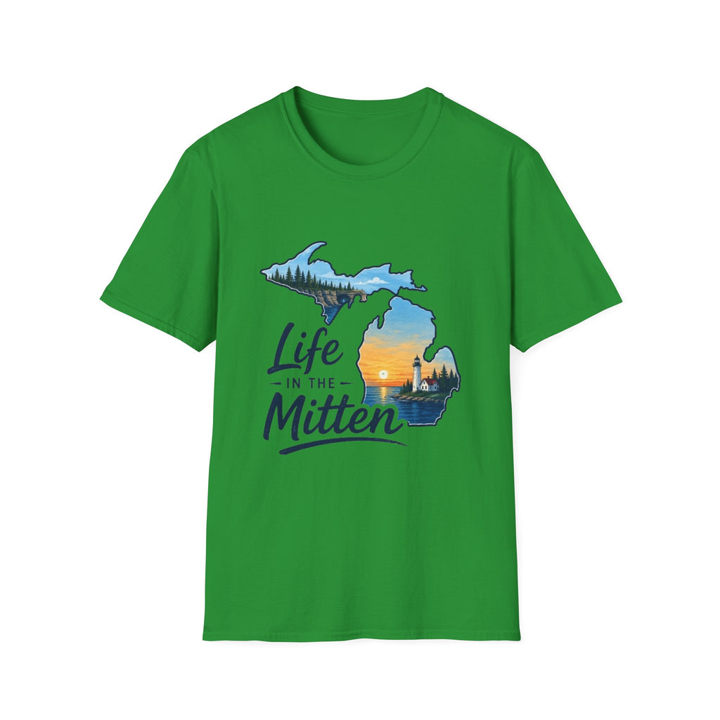 Michigan 'Life in the Mitten' T-Shirt — Scenic Upper & Lower Peninsula Sunset Tee