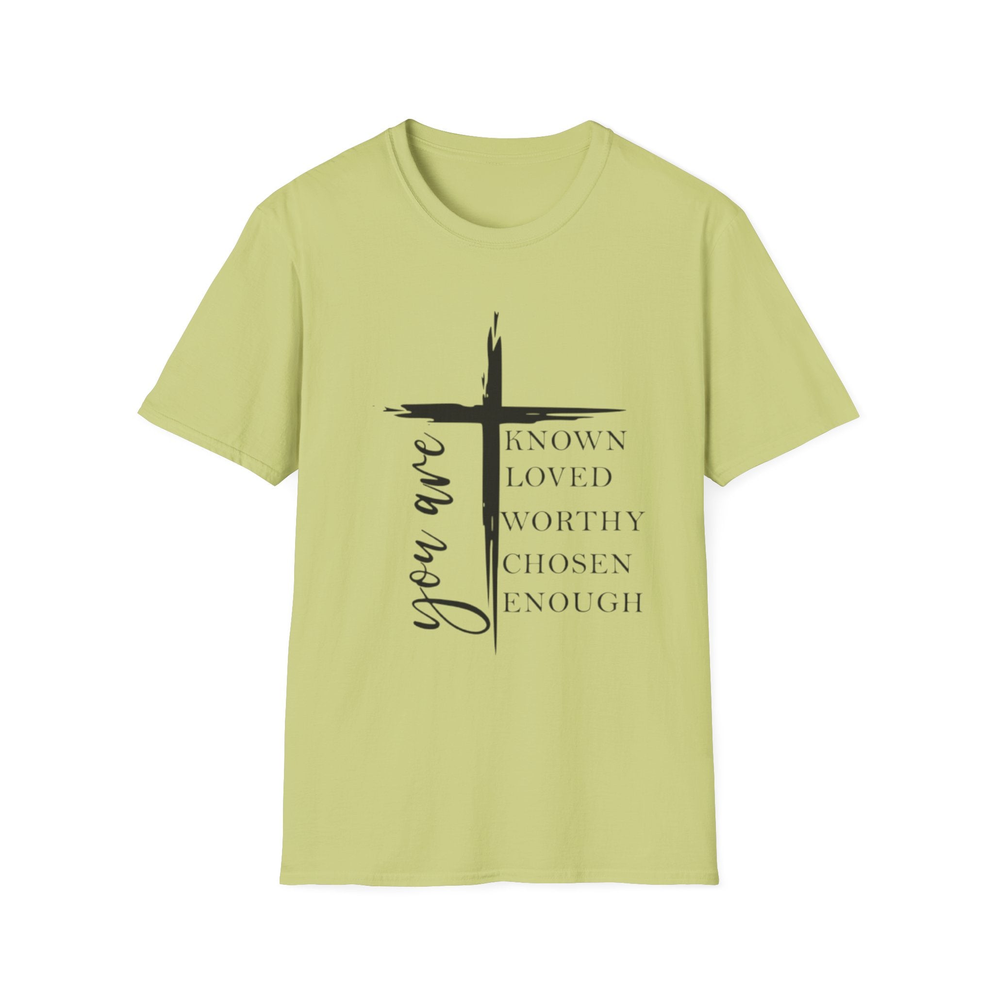 Christian Cross 'You Are' Inspirational T-Shirt — Known, Loved, Worthy, Chosen, Enough