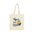 Michigan "Life in the Mitten" Canvas Tote Bag — Sunset Lakeside State Silhouette