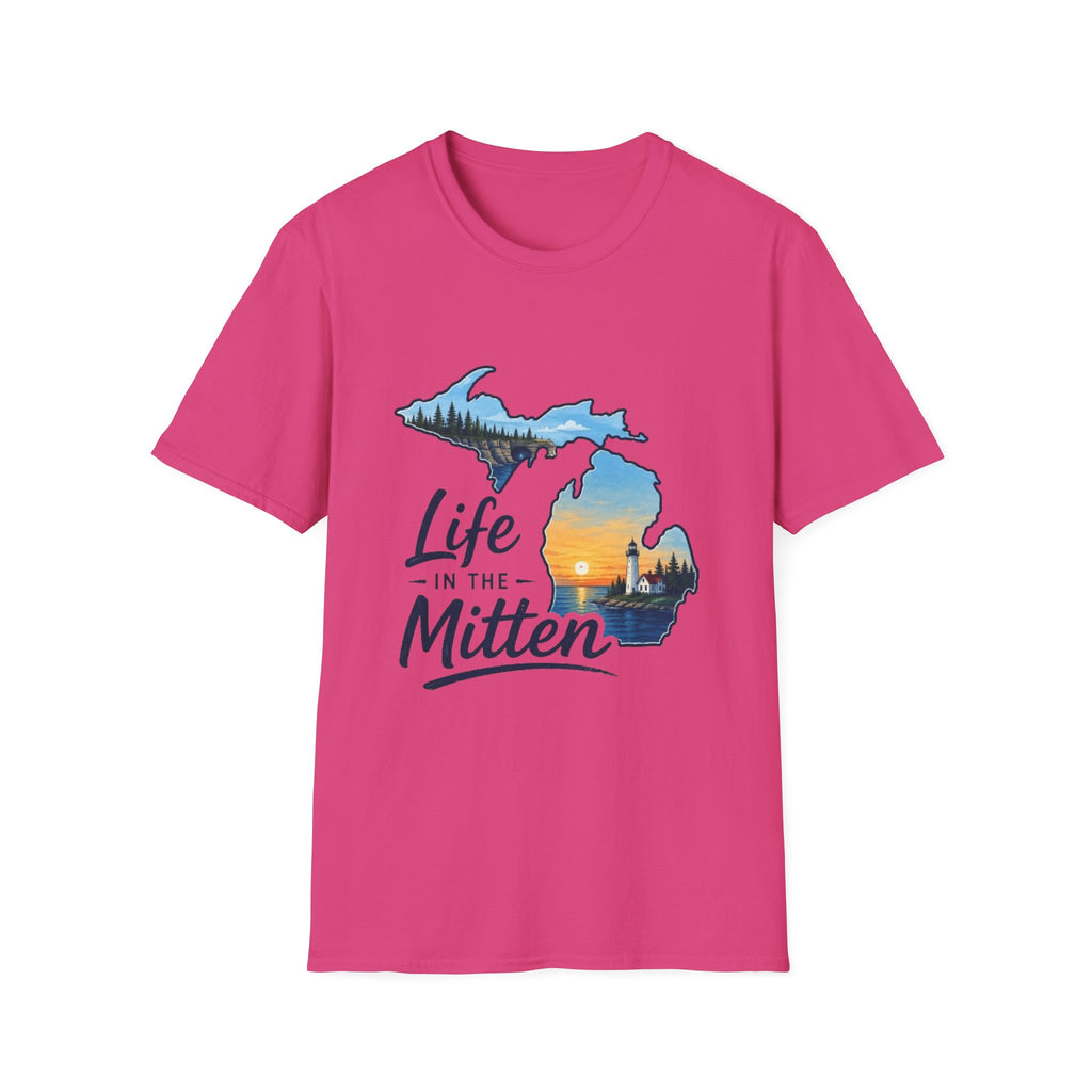 Michigan 'Life in the Mitten' T-Shirt — Scenic Upper & Lower Peninsula Sunset Tee