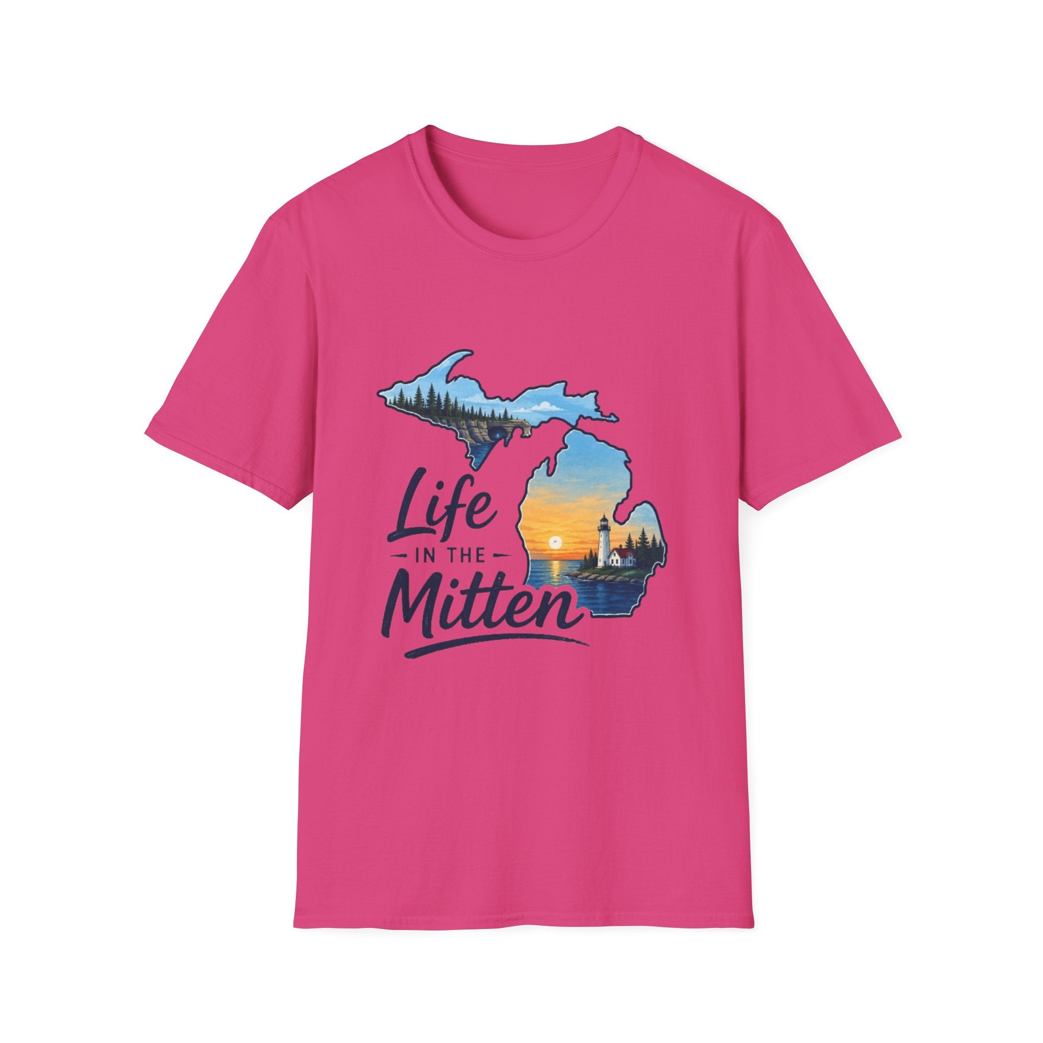 Michigan 'Life in the Mitten' T-Shirt — Scenic Upper & Lower Peninsula Sunset Tee