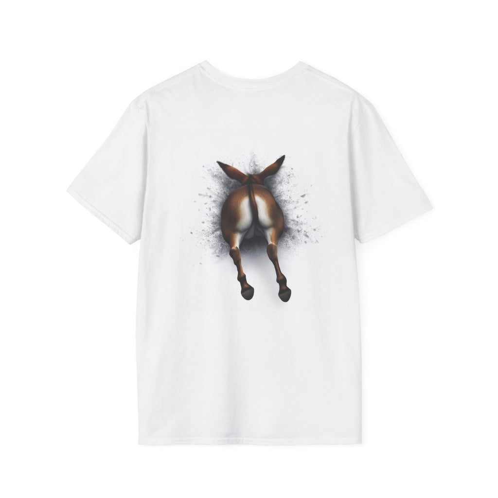 Donkey Breakthrough T-Shirt — Funny 3D Bursting Donkey Front & Back Design