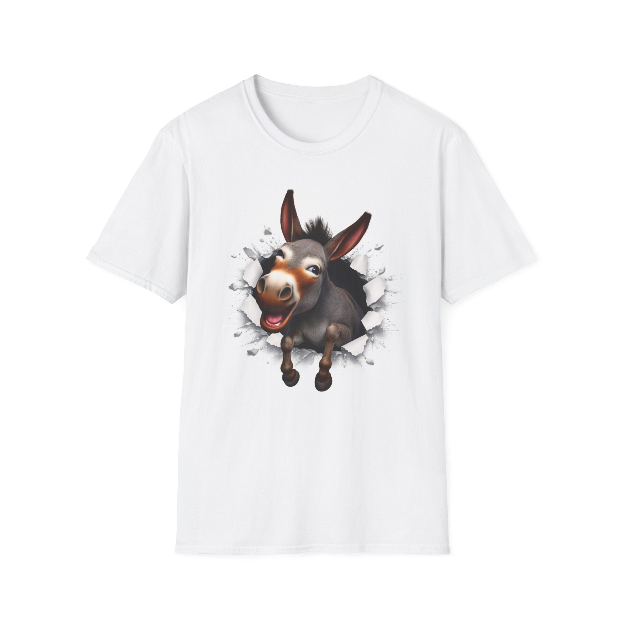 Donkey Breakthrough T-Shirt — Funny 3D Bursting Donkey Front & Back Design