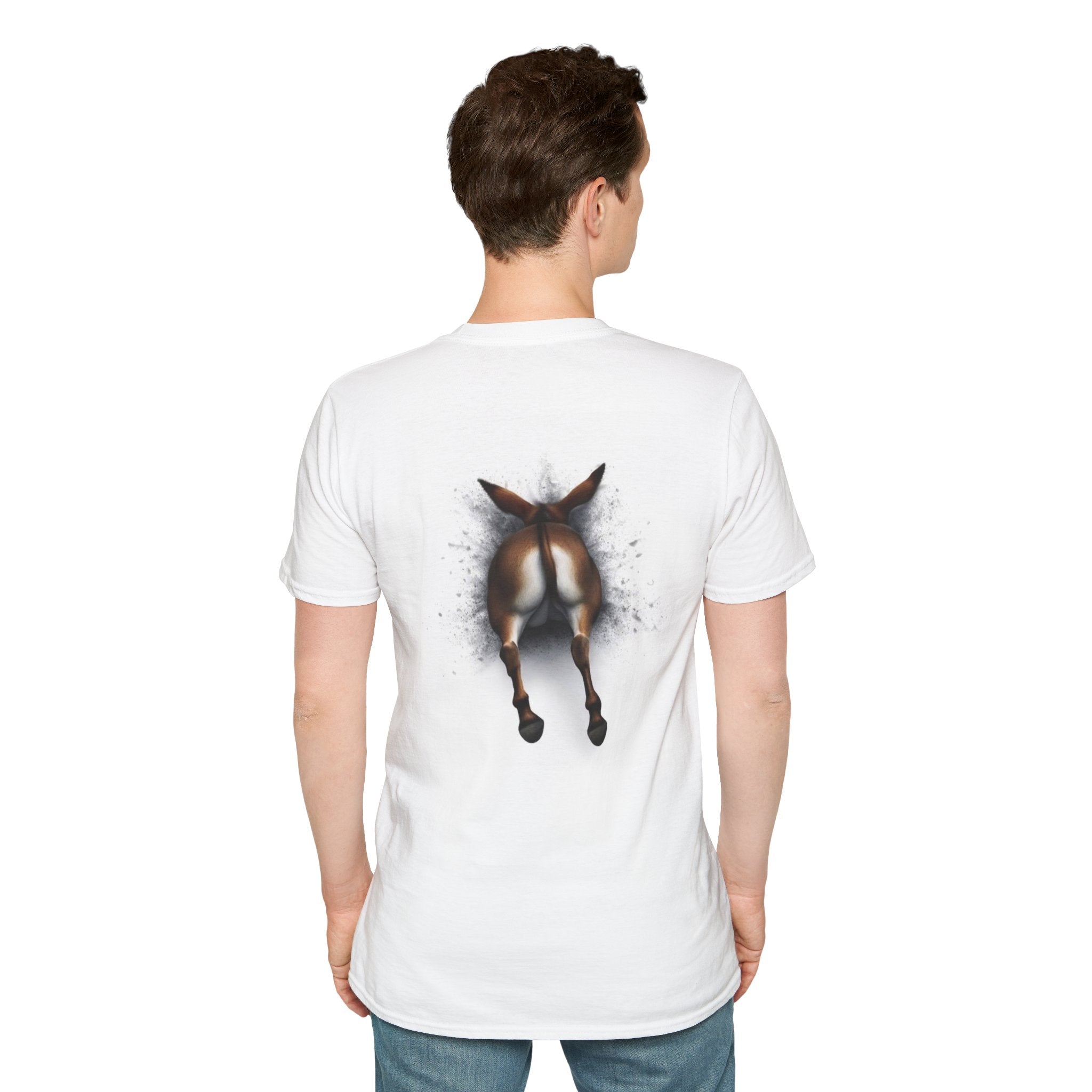 Donkey Breakthrough T-Shirt — Funny 3D Bursting Donkey Front & Back Design
