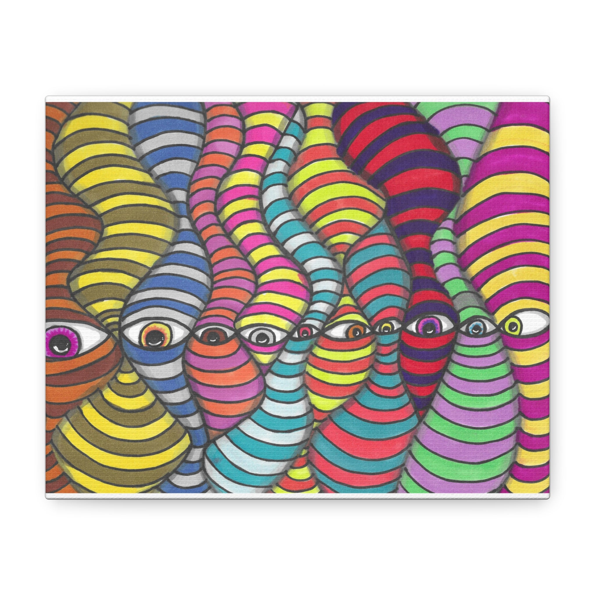 Psychedelic Striped Faces Canvas