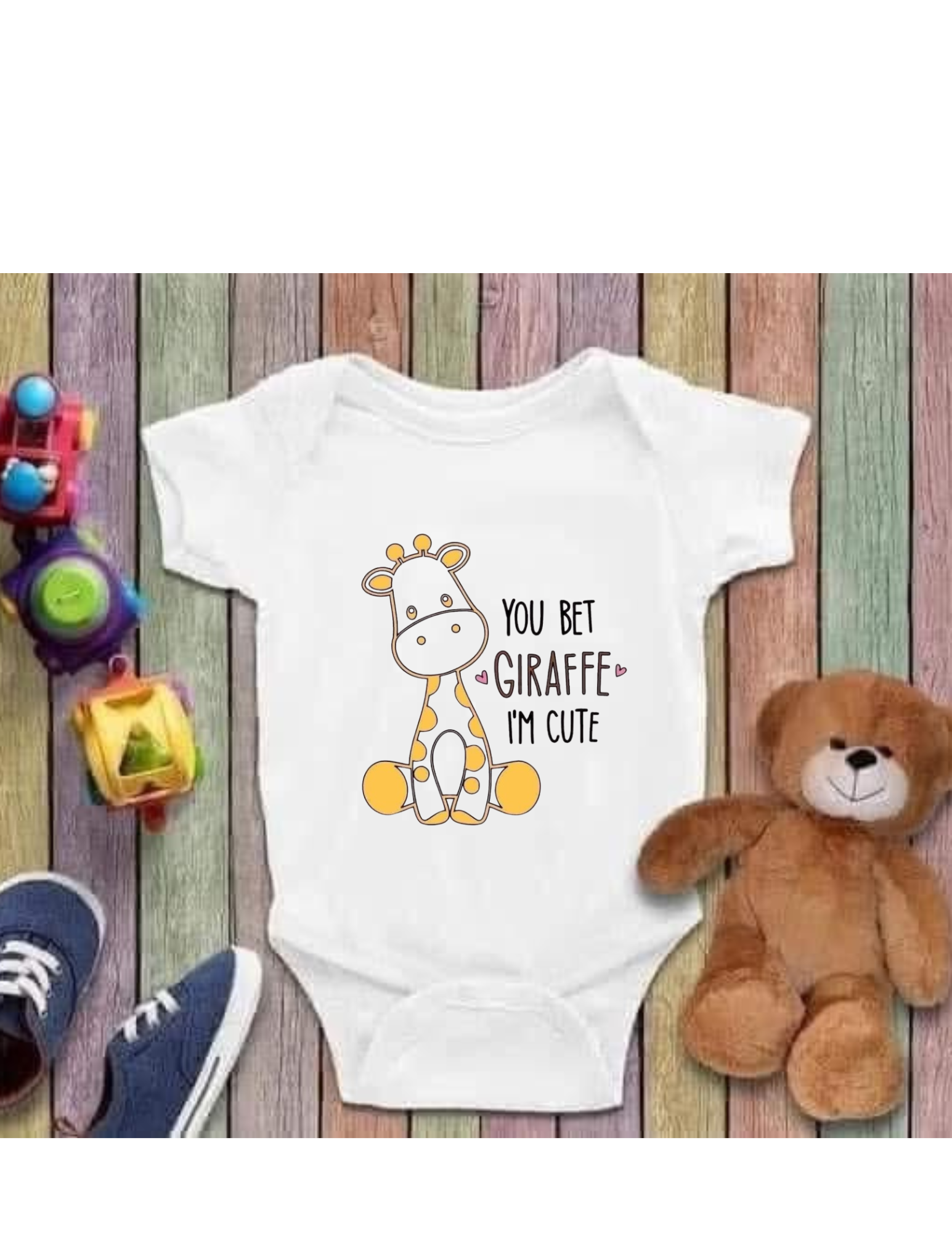 Infant onesie White Giraffe