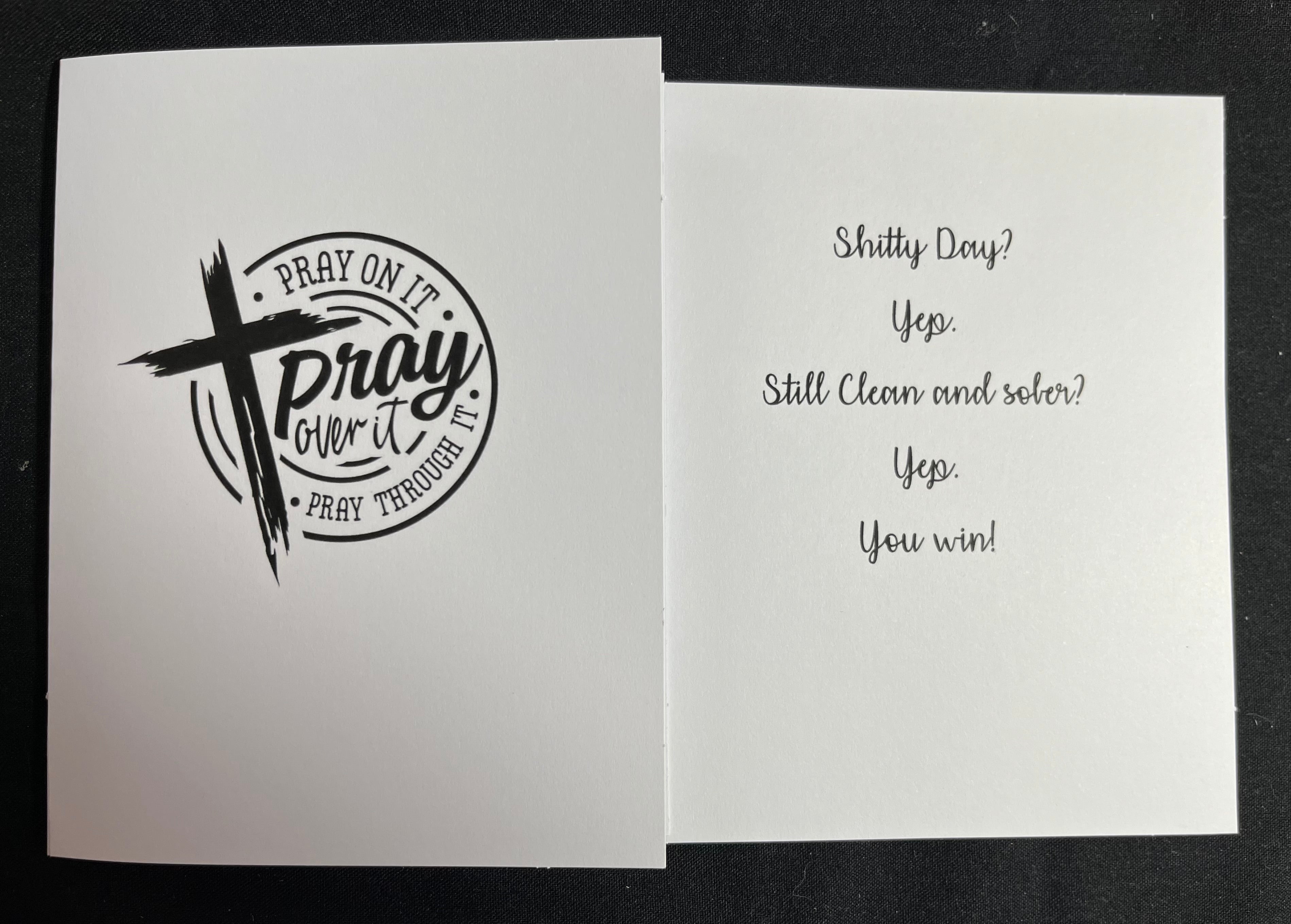 Pray On It Sobriety Greeting Card